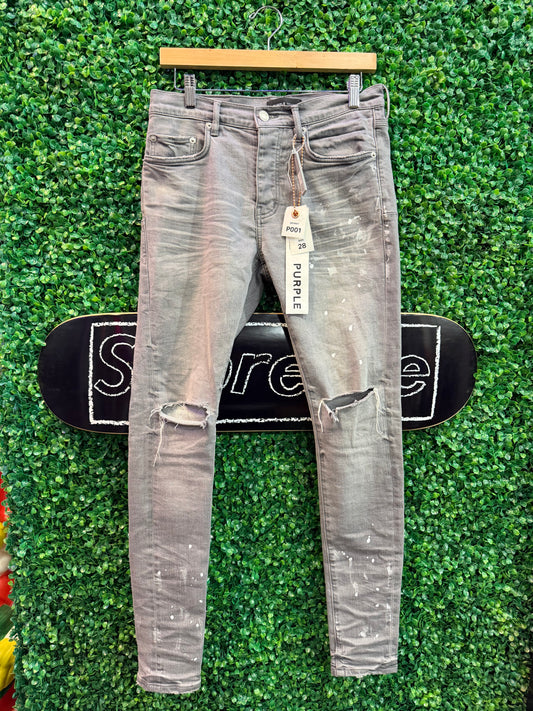 Purple Jeans Knee Rip Splatter Grey (28)
