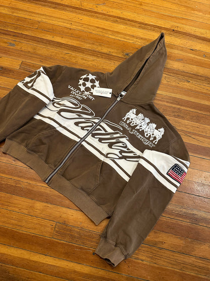 Vale Forever Zip Up “Brown Cursive”