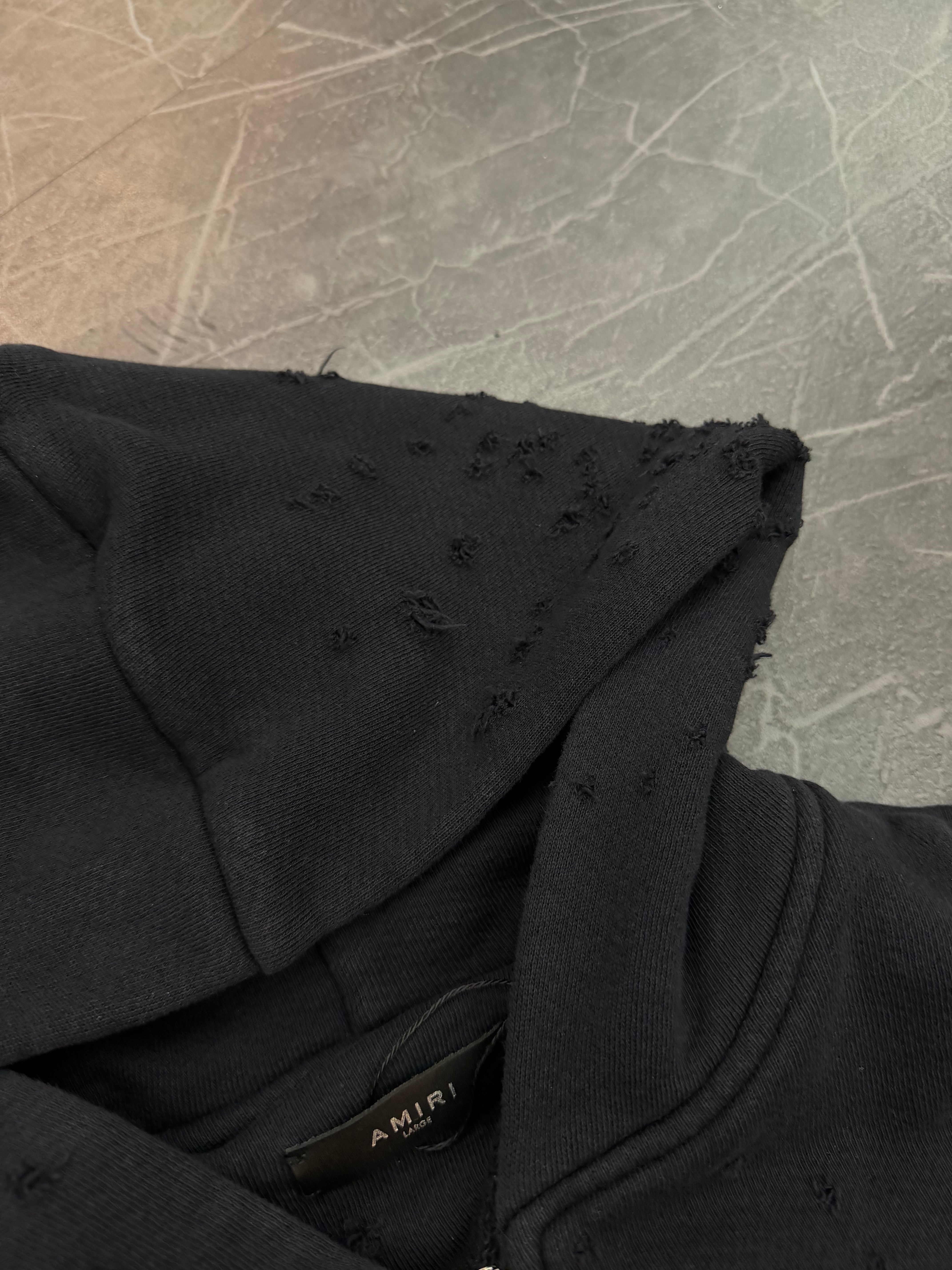 Amiri Zip Up Black Distressed