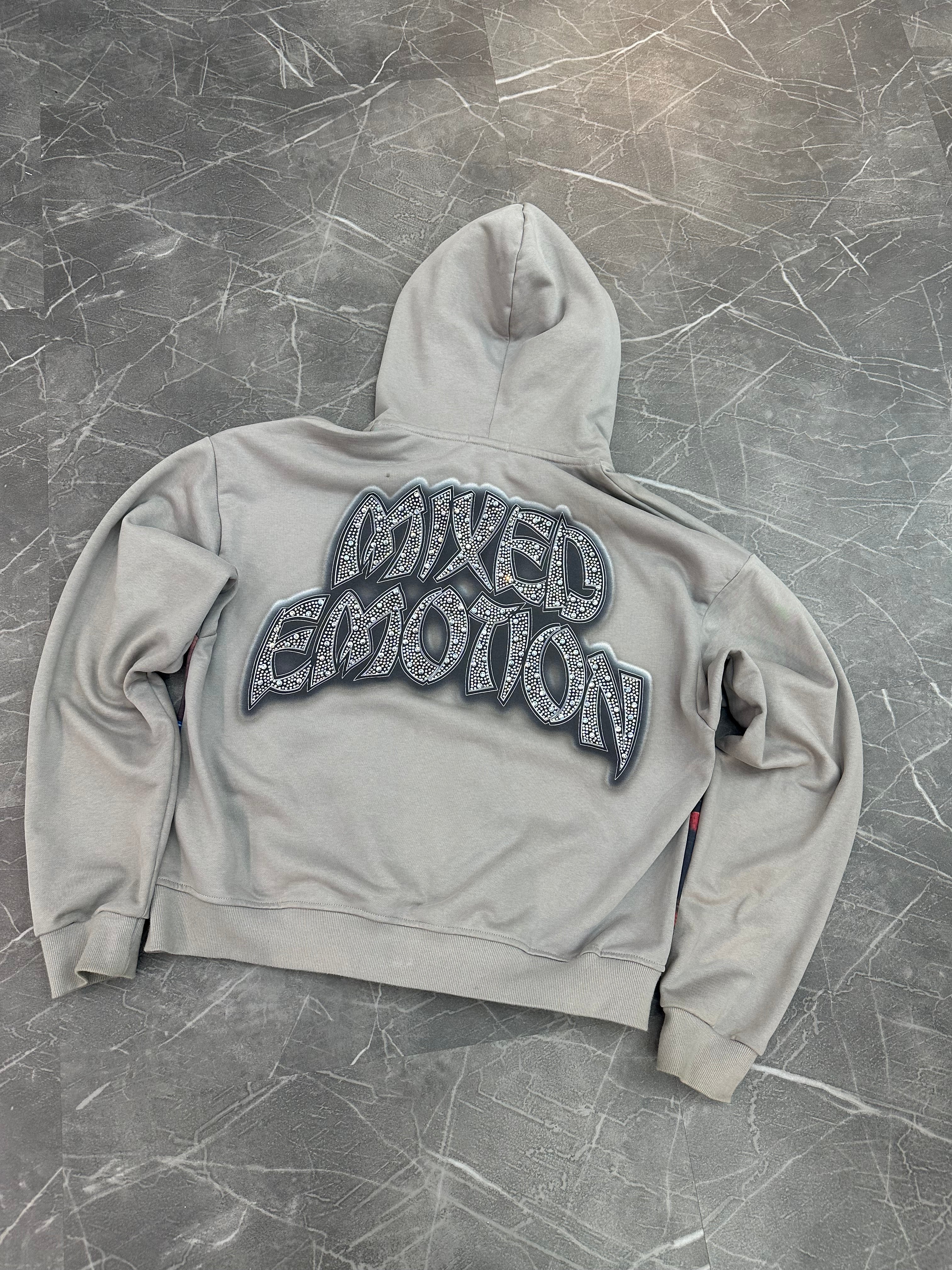 Mixed Emotions Rhinestone Zip Up