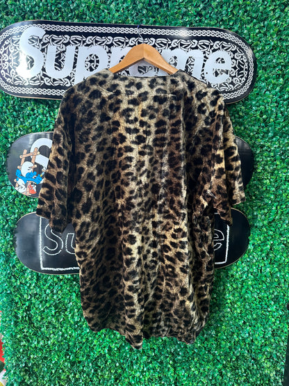 Supreme Velvet Baseball Jersey “Leopard”