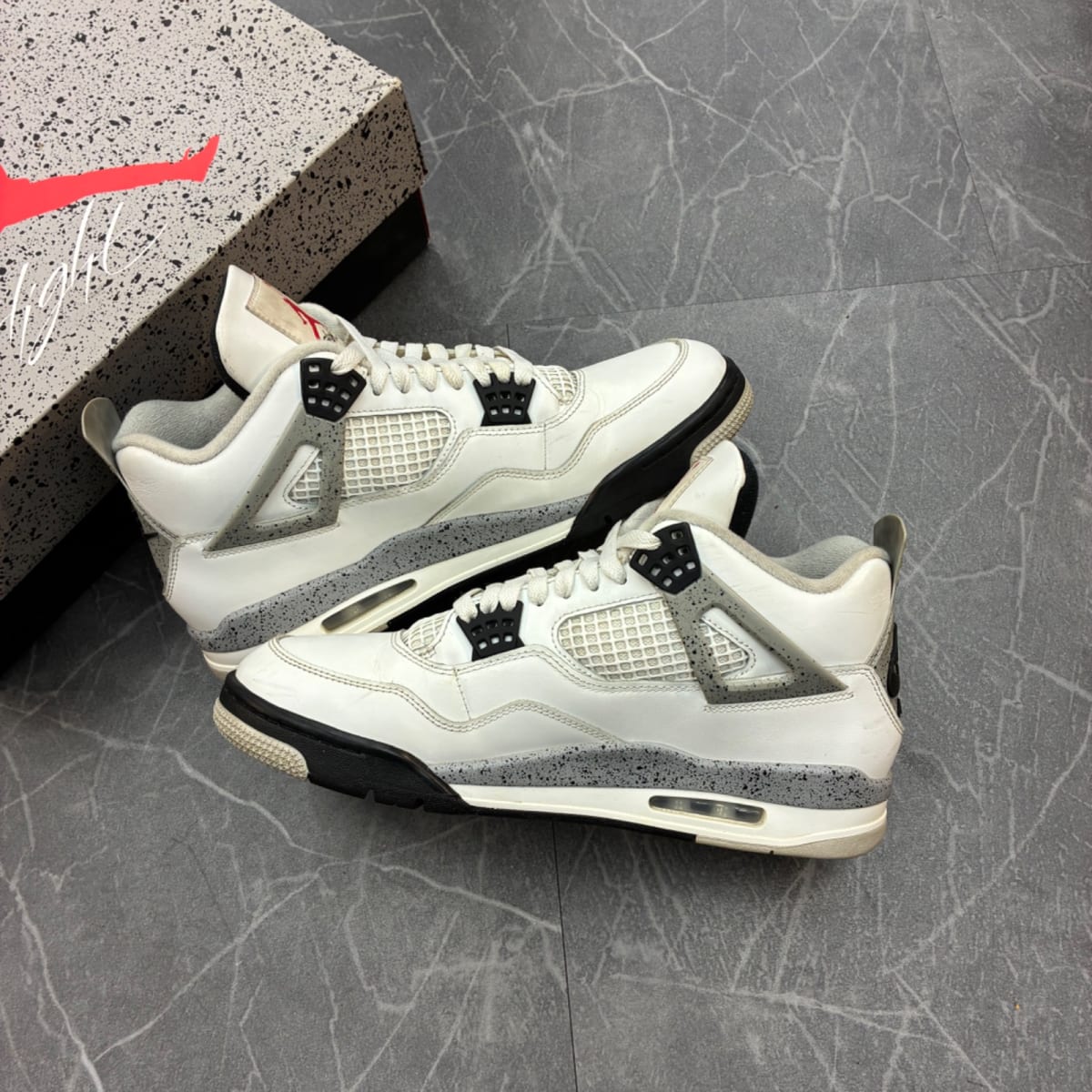 Jordan 4 Retro White Cement (2025) (Size 11) (Moderately Worn) - back