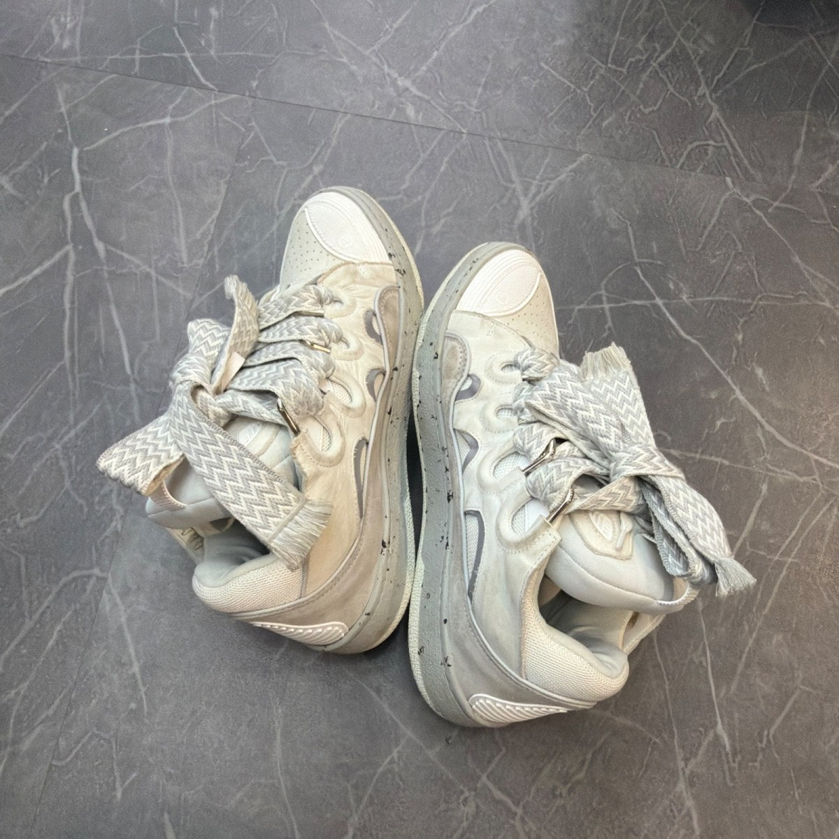 Lanvin Curb Sneakers 'Grey White' - Image 4