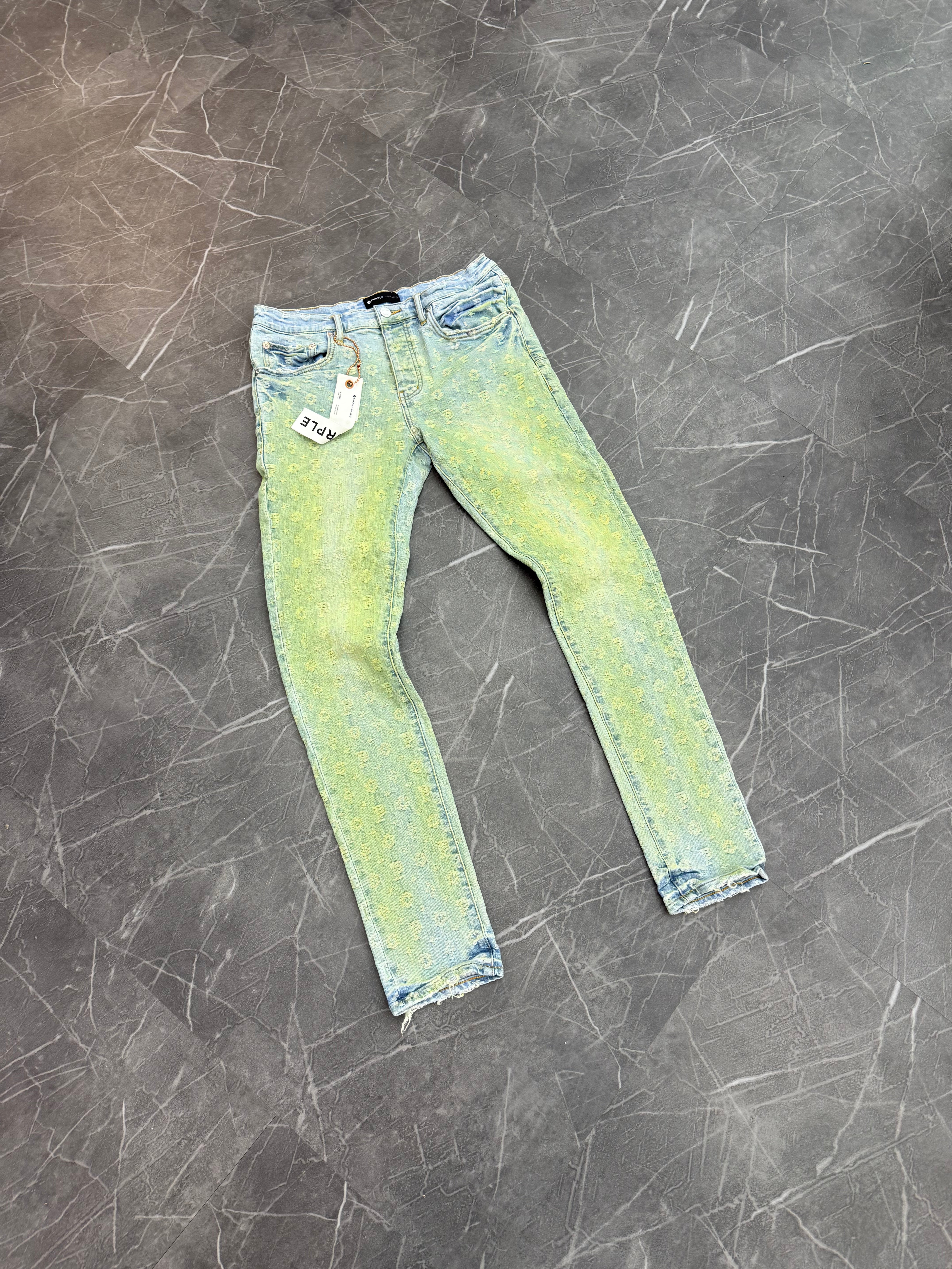 Purple Brand Jeans Monogram Logo Green Fade