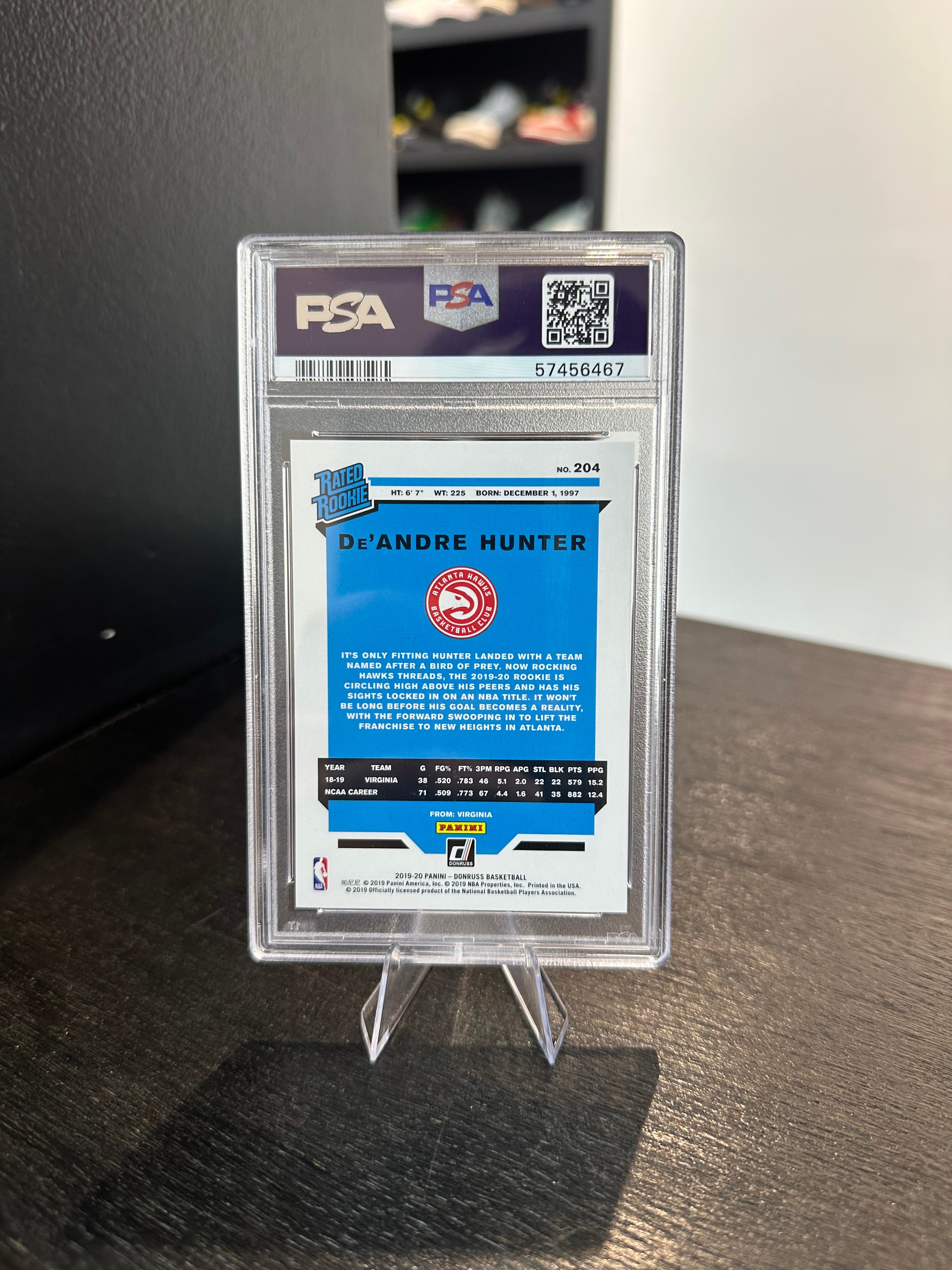 2019-20 Donruss De’Andre Hunter Press Proof Red Laser 1/99 PSA 9