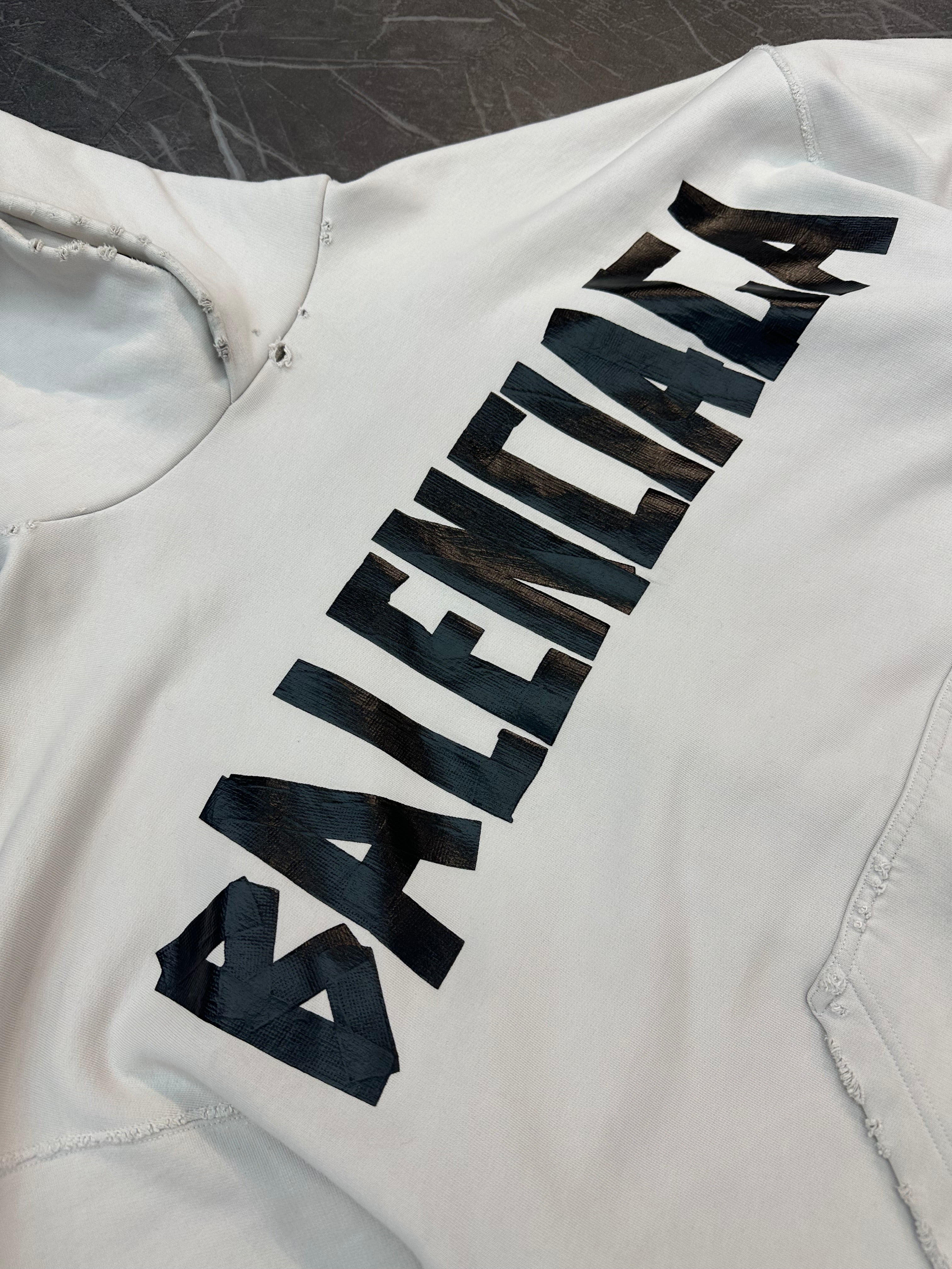 Balenciaga Tape Logo Hoodie White