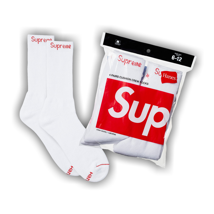 Supreme x Hanes Crew Socks (4 Pack) 'White'