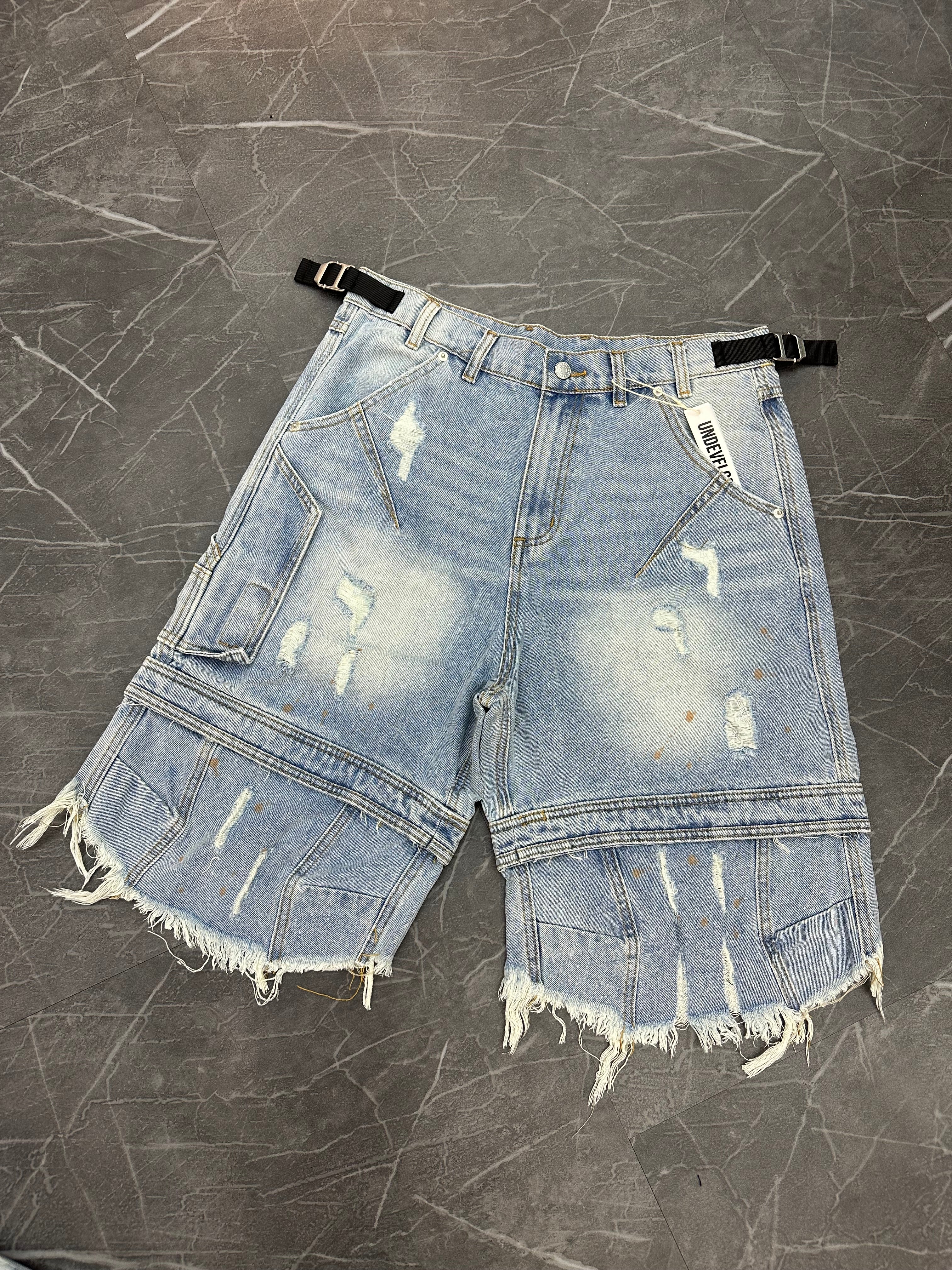 Undeveloped Azul Distressed Cargo Shorts