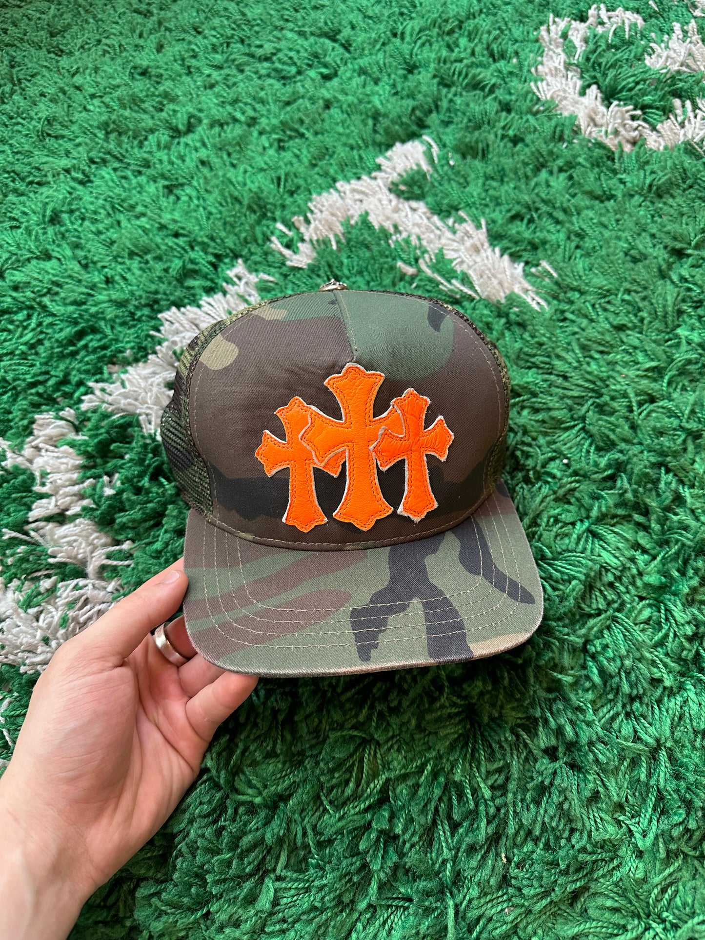 Chrome Hearts Trucker Camo Triple Cross Orange