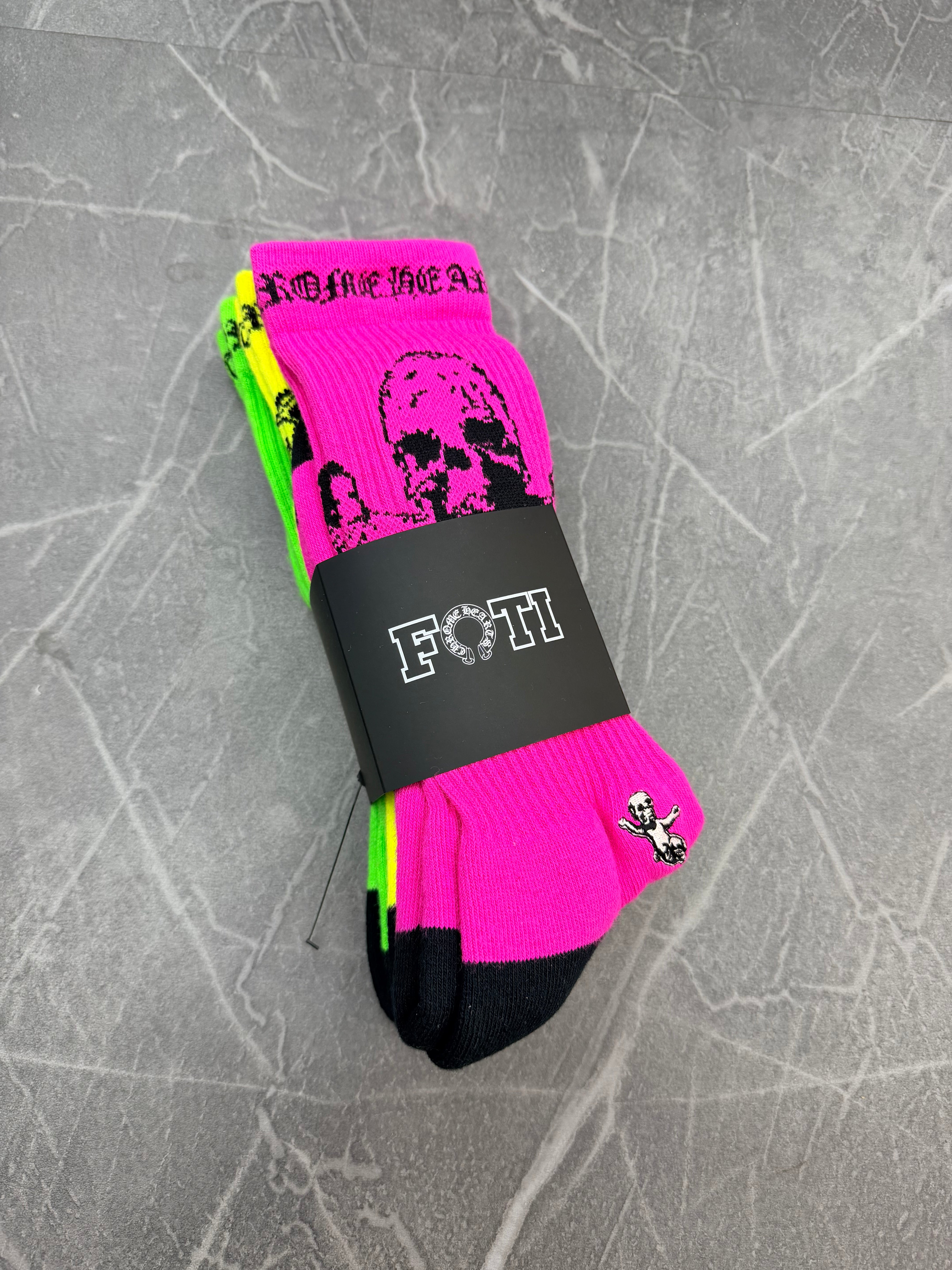 Chrome Hearts Foti Socks Neon Yellow, Neon Pink, Neon Green