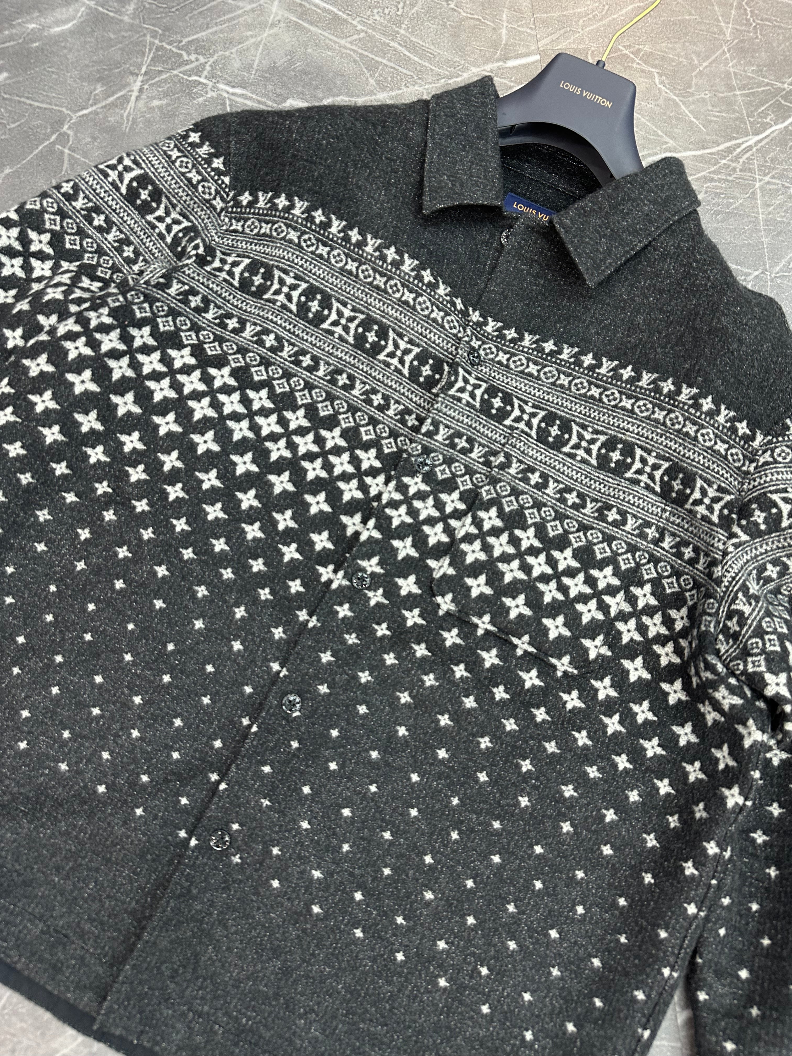 Louis Vuitton Silk Cashmere Wool Double Fade Jacquard Monogram Jacket