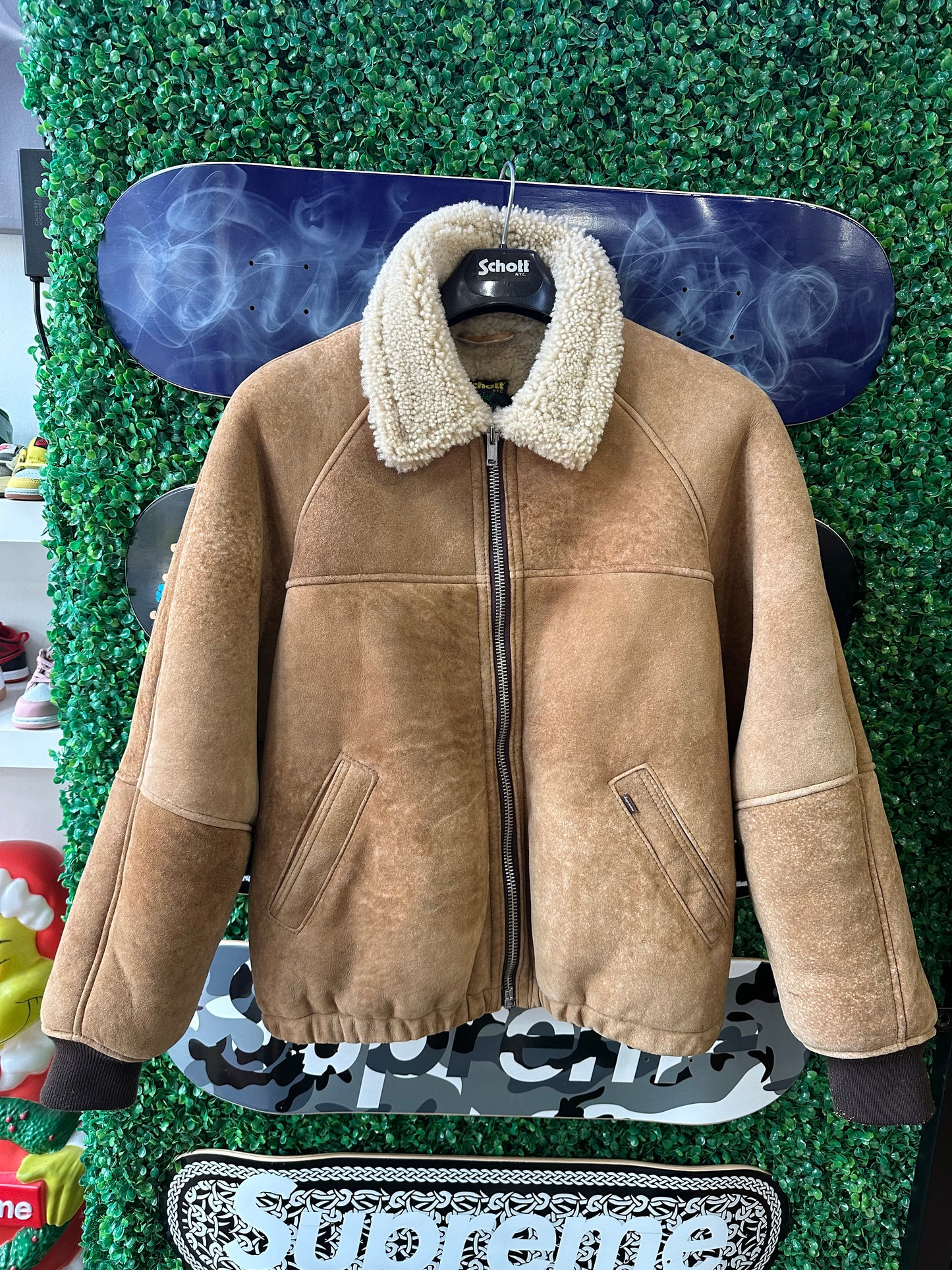 Supreme Schott Shearling Bomber Jacket “Brown”