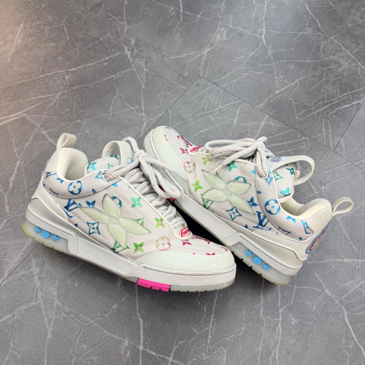 Louis Vuitton LV Skate Sneaker Gray Gradient Monogram Size 9.5 (Lightly Worn Pre-Owned)