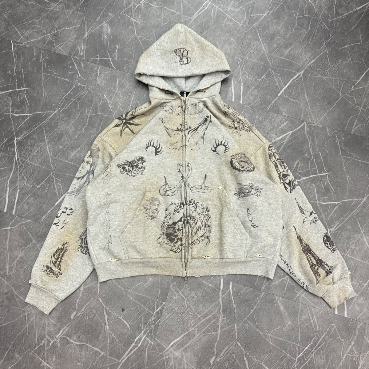 Balenciaga Tattoo Zip Up Hoodie