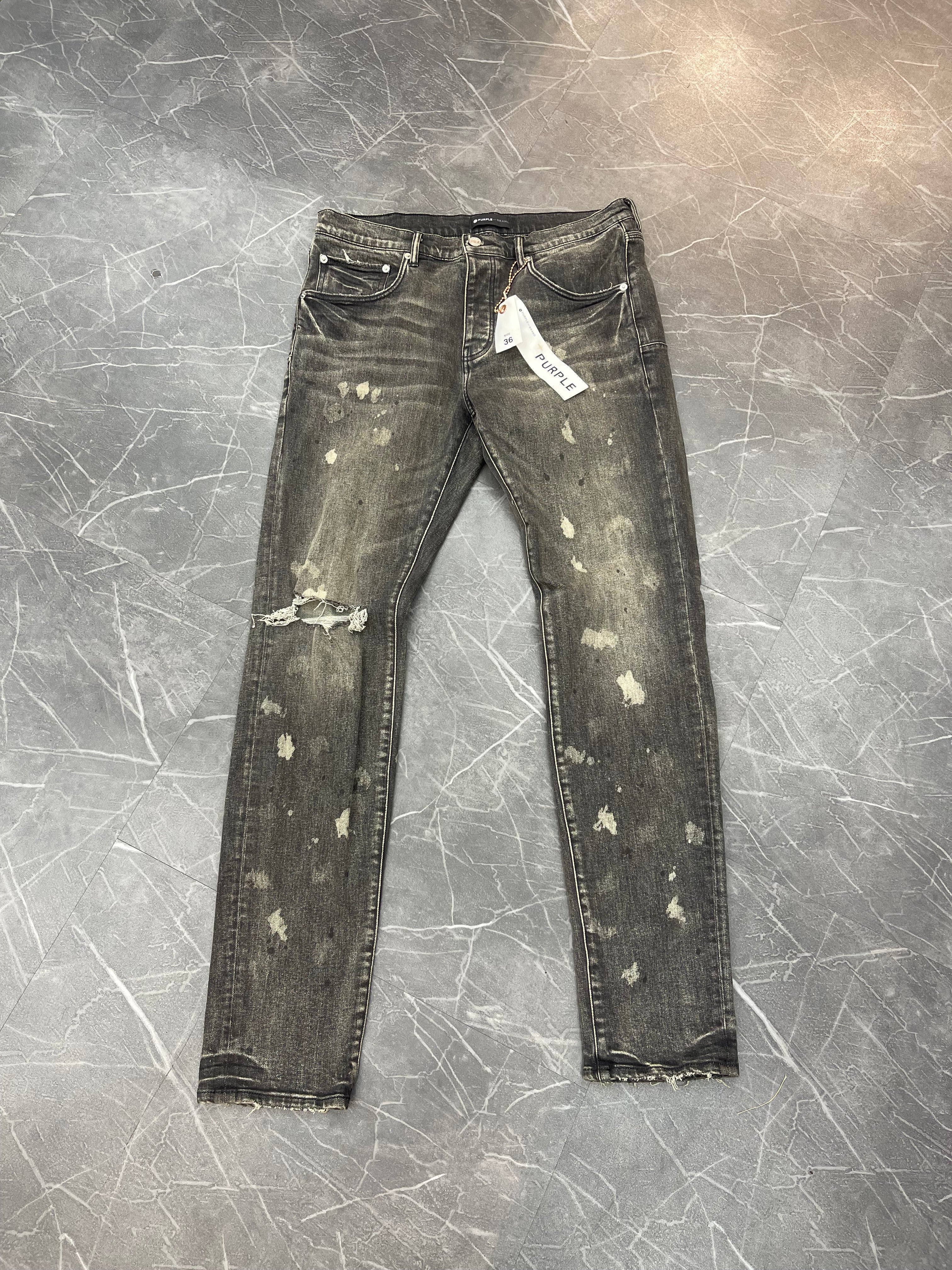 Purple Jeans Washed Grey Paint Splatter (36)