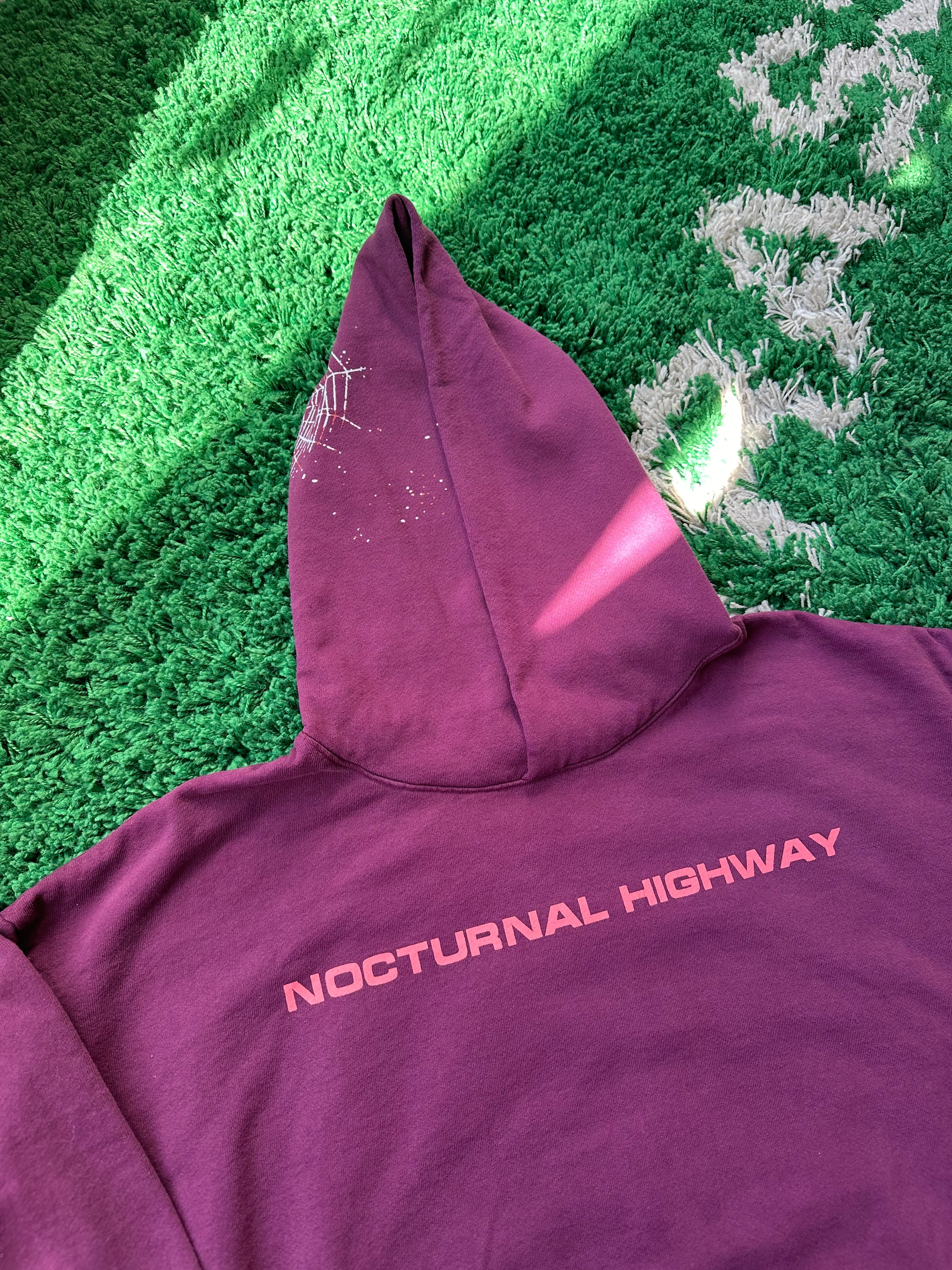 Sp5der Hoodie “Nocturnal Highway Dark Purple”