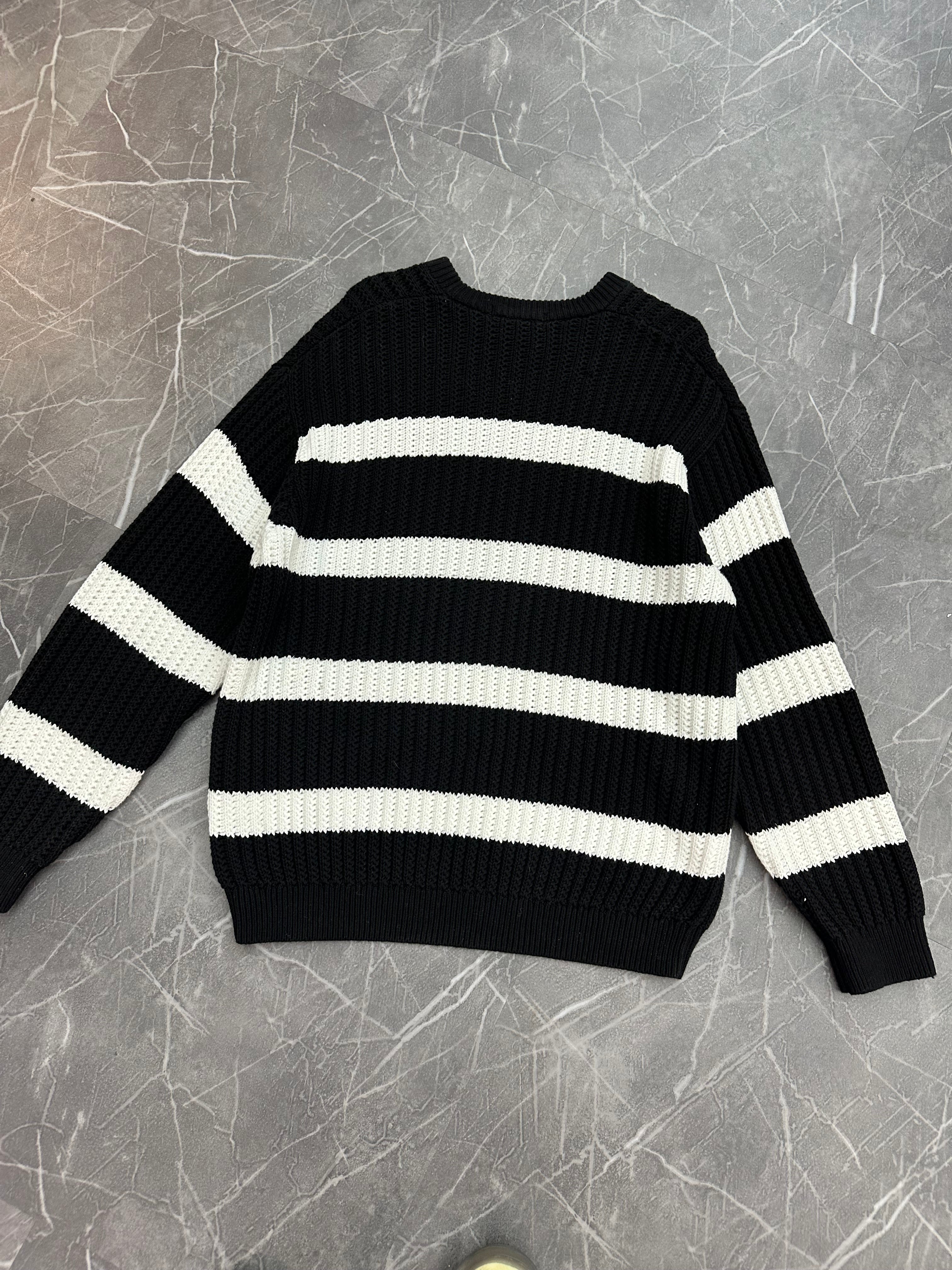 Supreme Loose Gauge Stripe Small Box Sweater Black