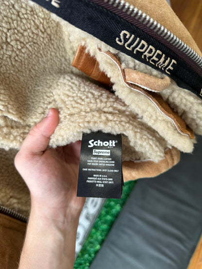Supreme Schott Shearling Bomber Jacket “Brown”