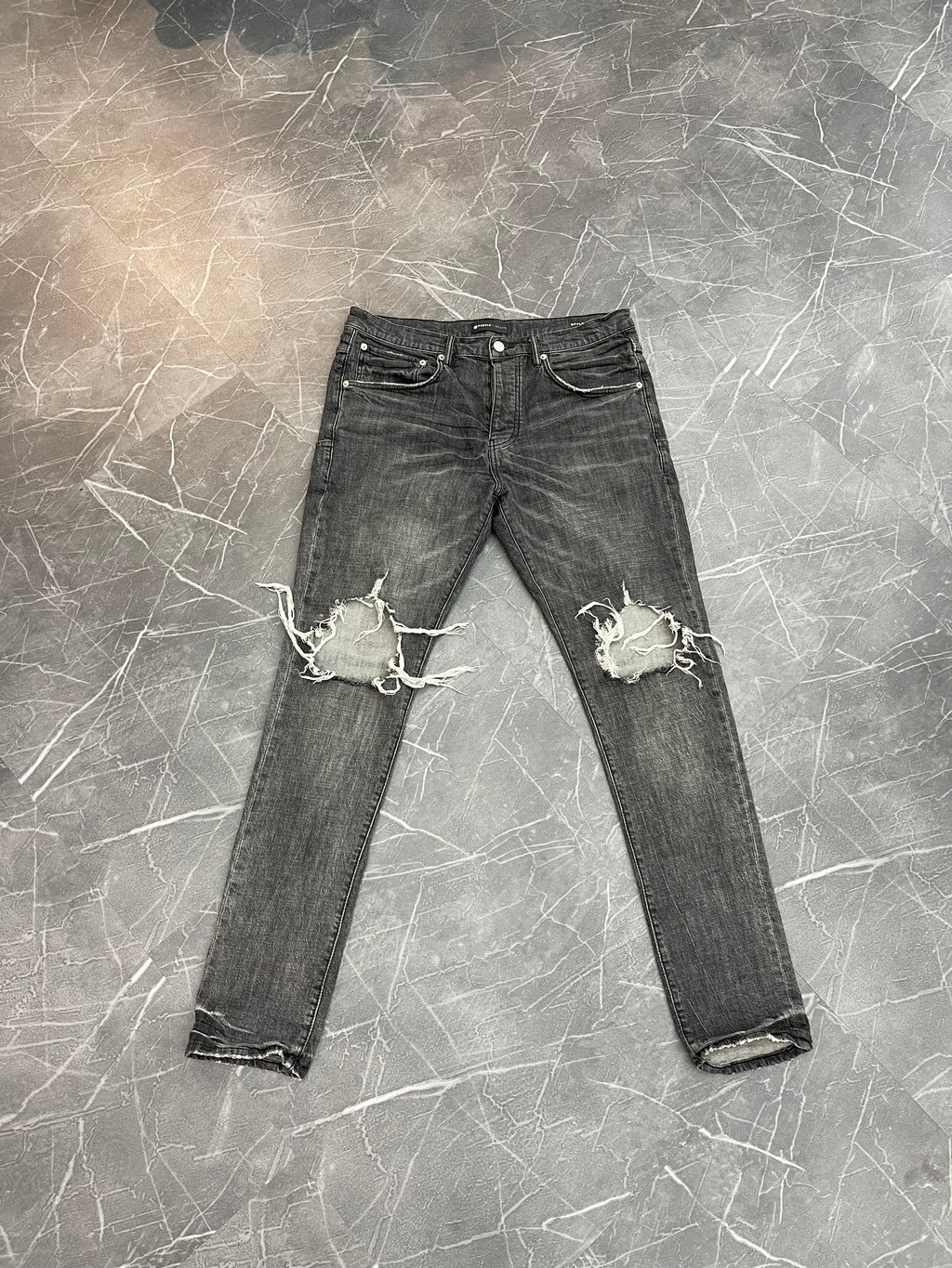 Purple Brand Jeans Knee Rips Black (32)