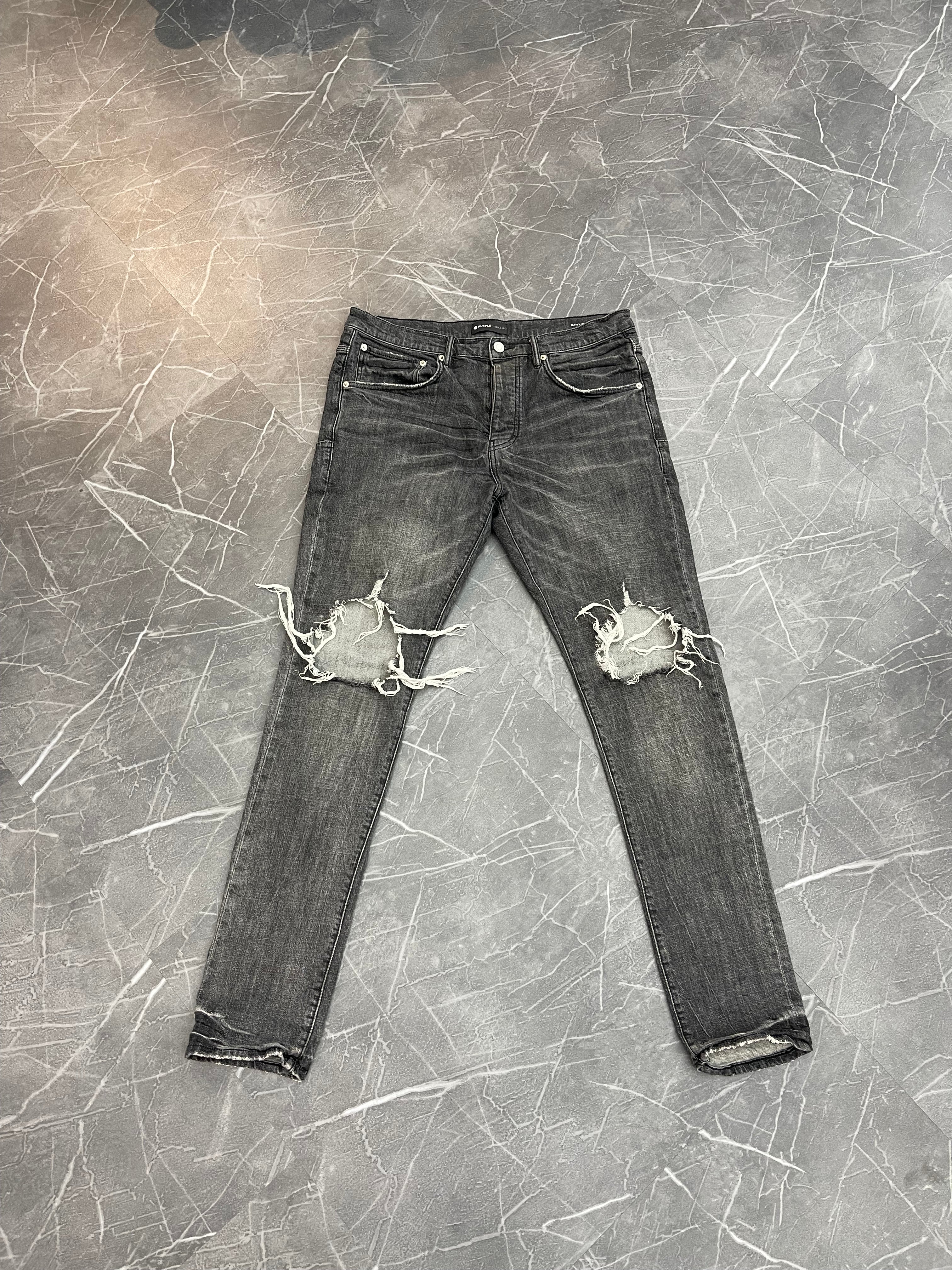 Purple Brand Jeans Knee Rips Black (32)