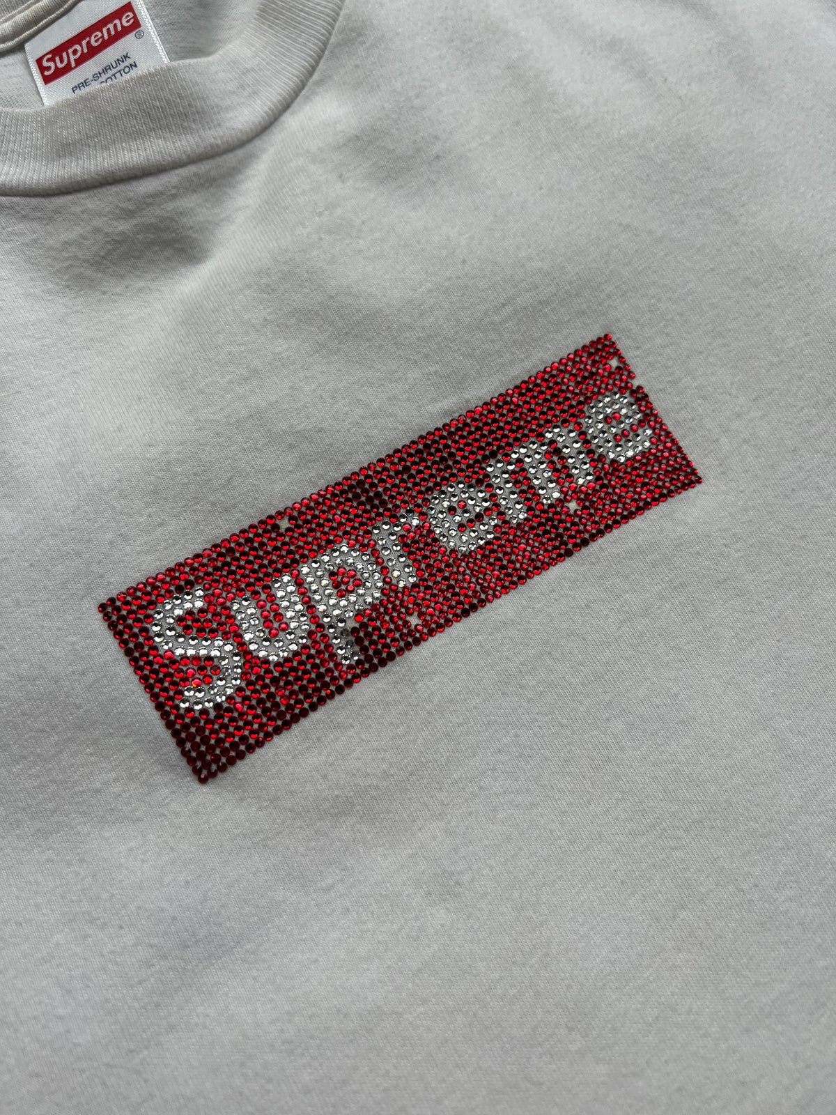 Supreme x Swarovski Box Logo Tee “White” (Size M) (Lightly Worn) - Image 2