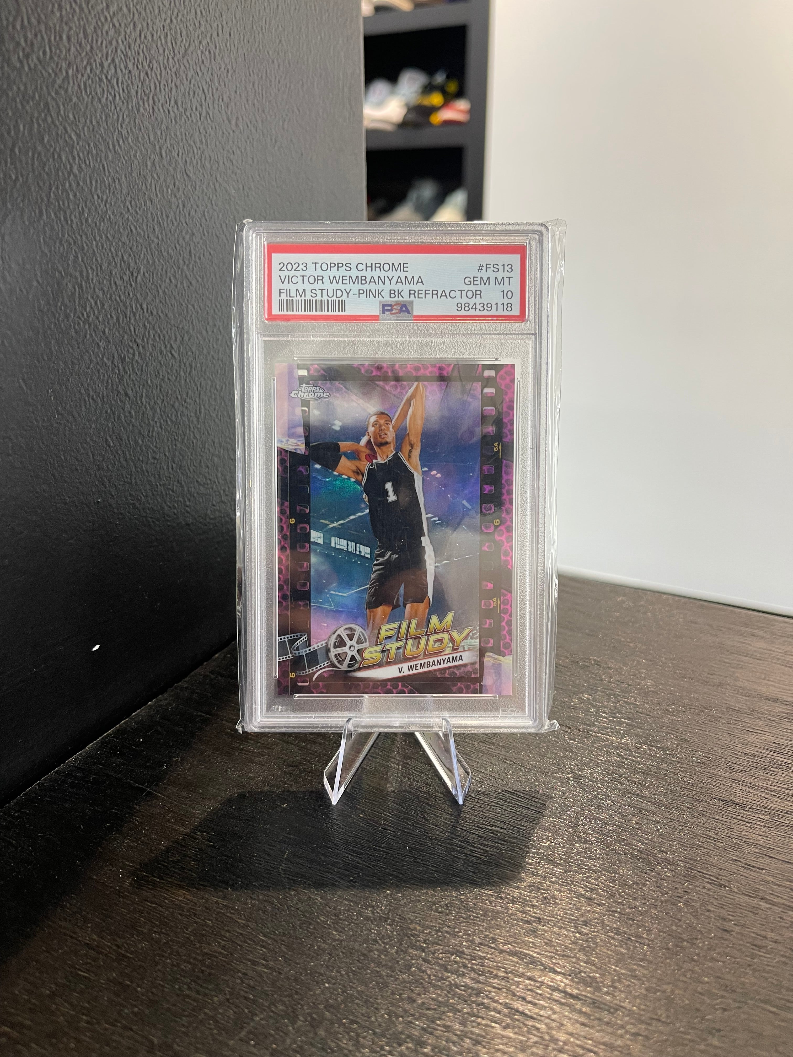2023 Topps Chrome Victor Wembanyama Film Study Pink Basketball Refractor PSA 10
