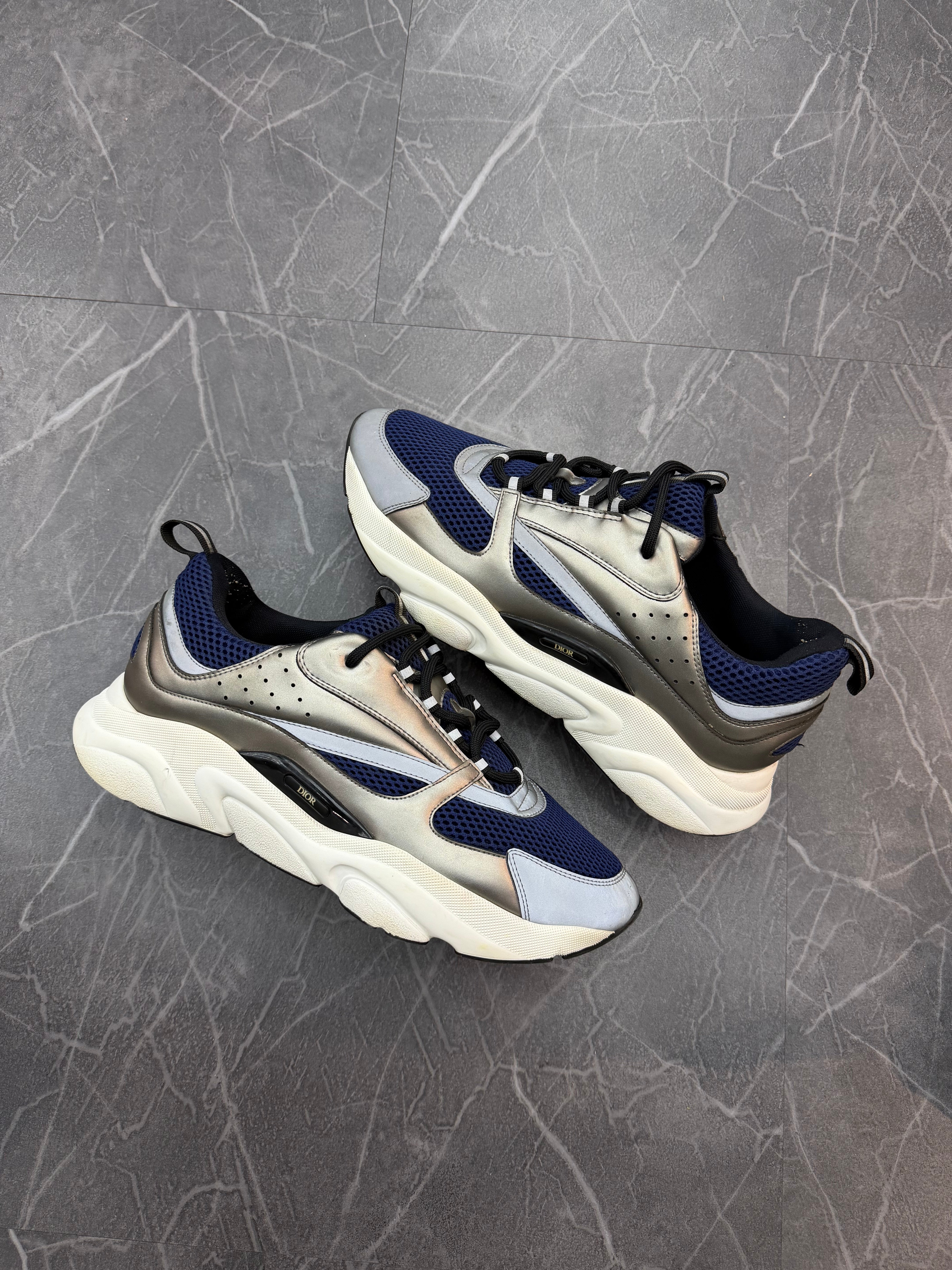 Dior B22 Silver Navy Blue Low