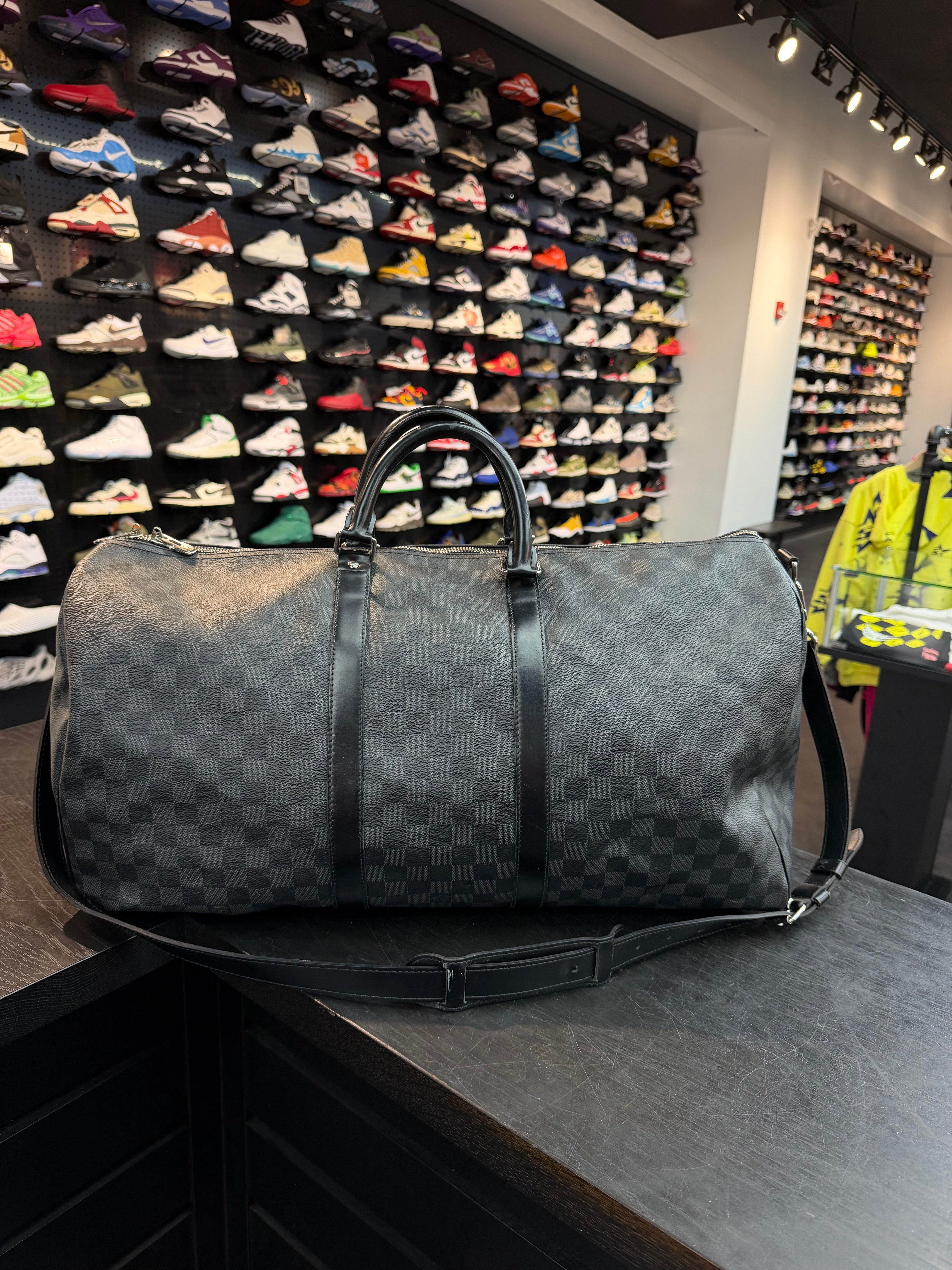 Louis Vuitton Checkered Keepall 55 Duffle Bag “Black”