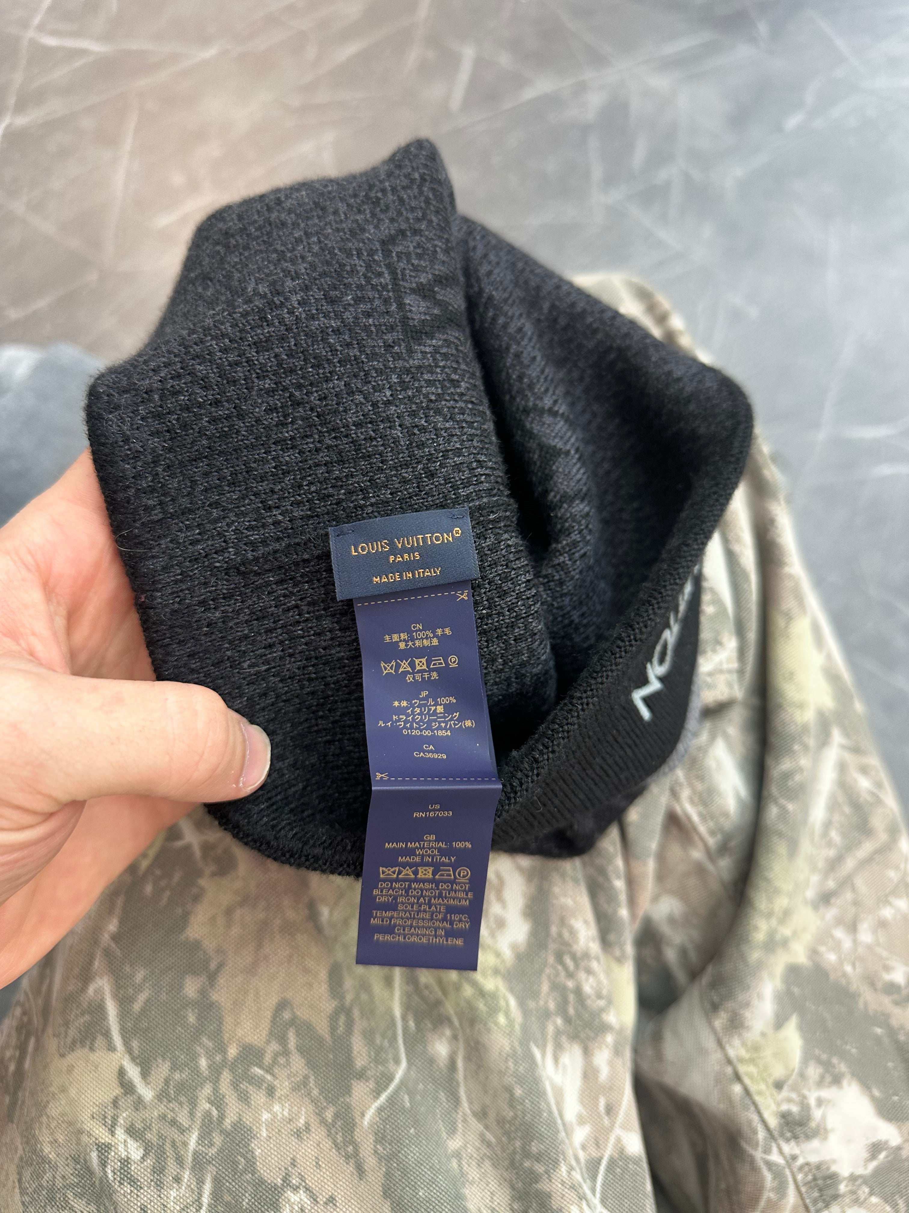 Louis Vuitton Monogram Logo Beanie Black