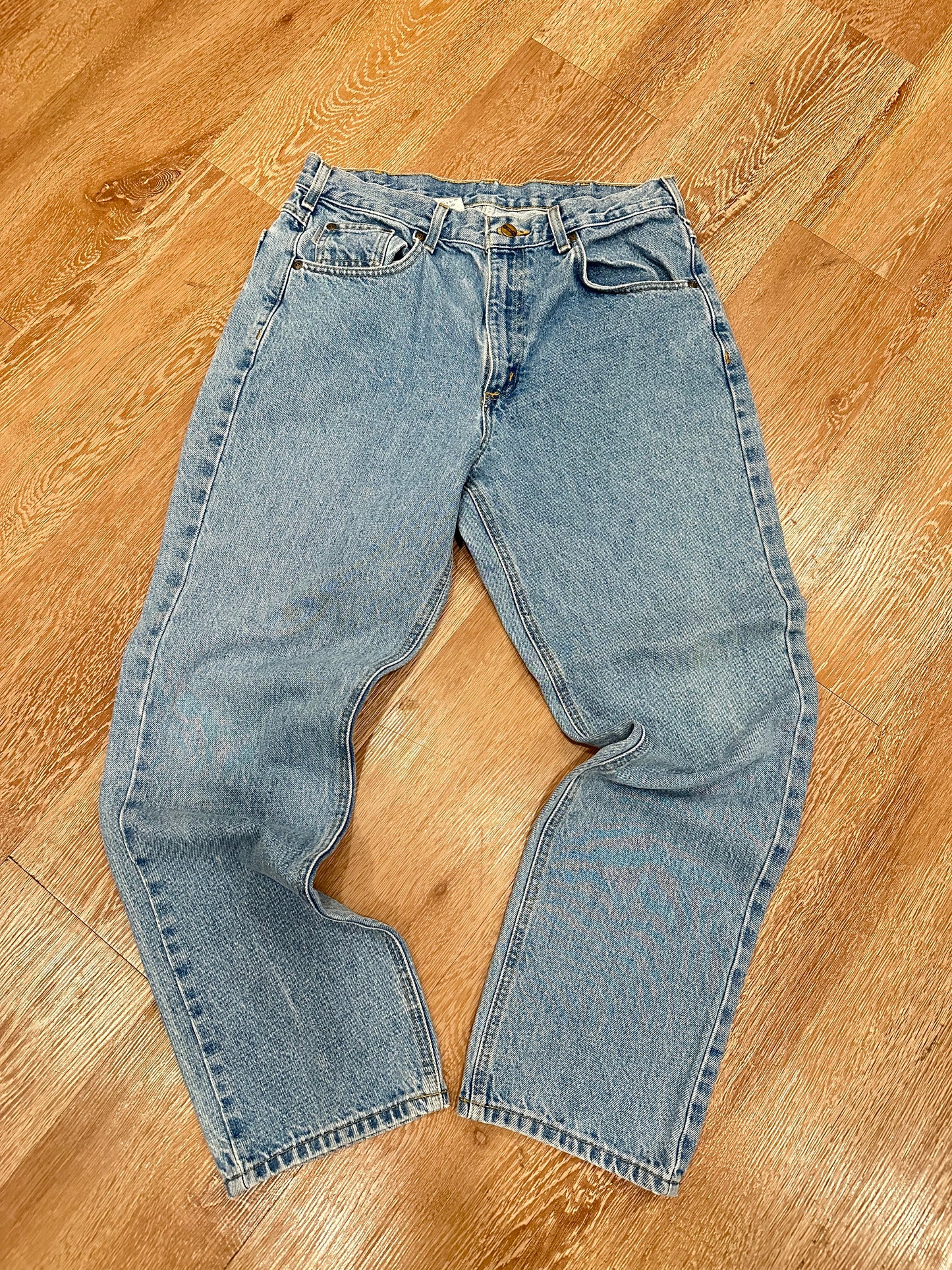 1990s Carhartt Denim Work Jeans Light Wash (34)