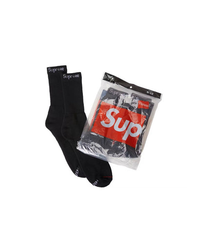 Supreme Hanes Socks Pack of 4 Black