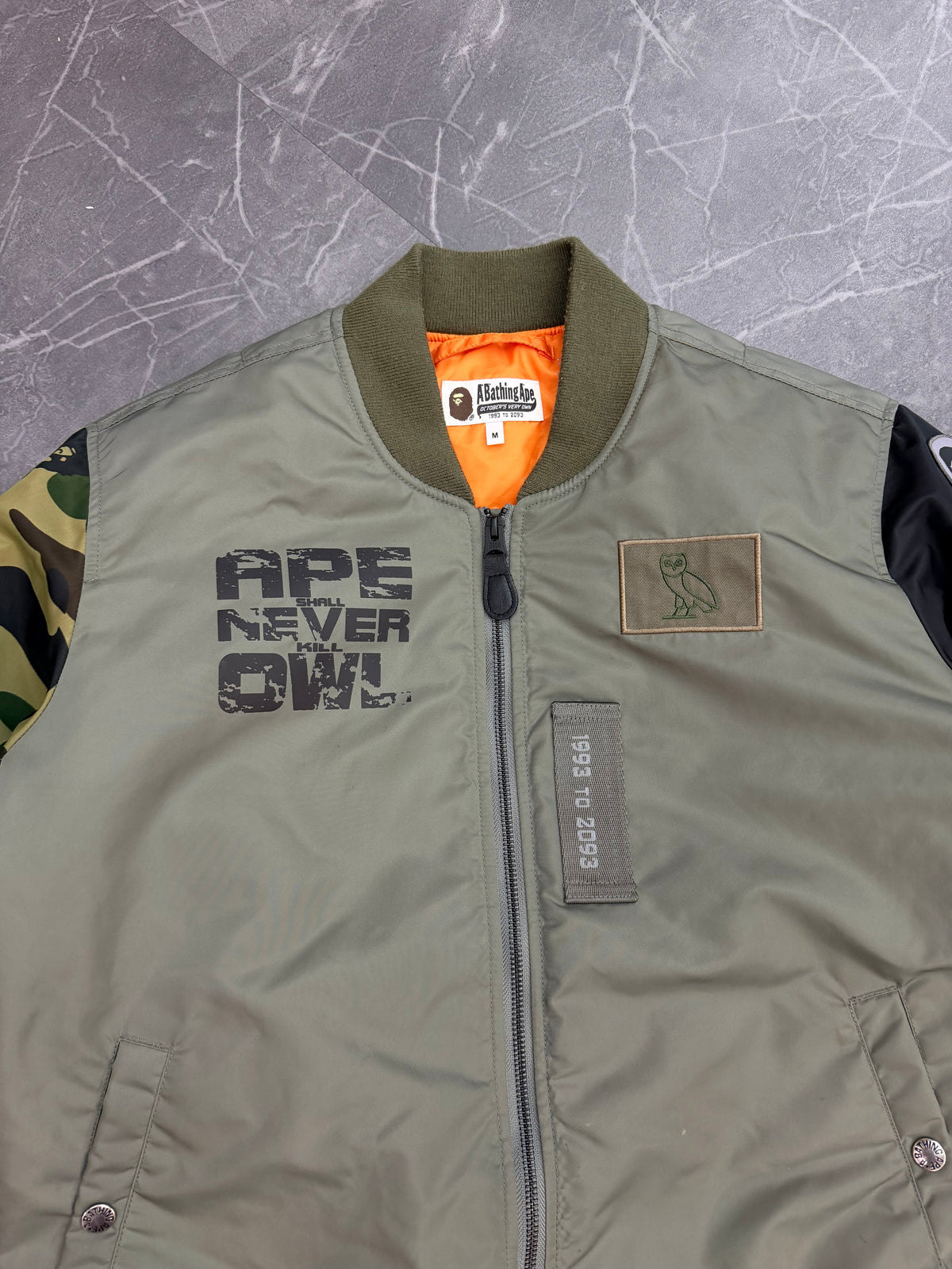 BAPE x OVO MA-1 Jacket “Olive Drab” (Size L) - Image 2