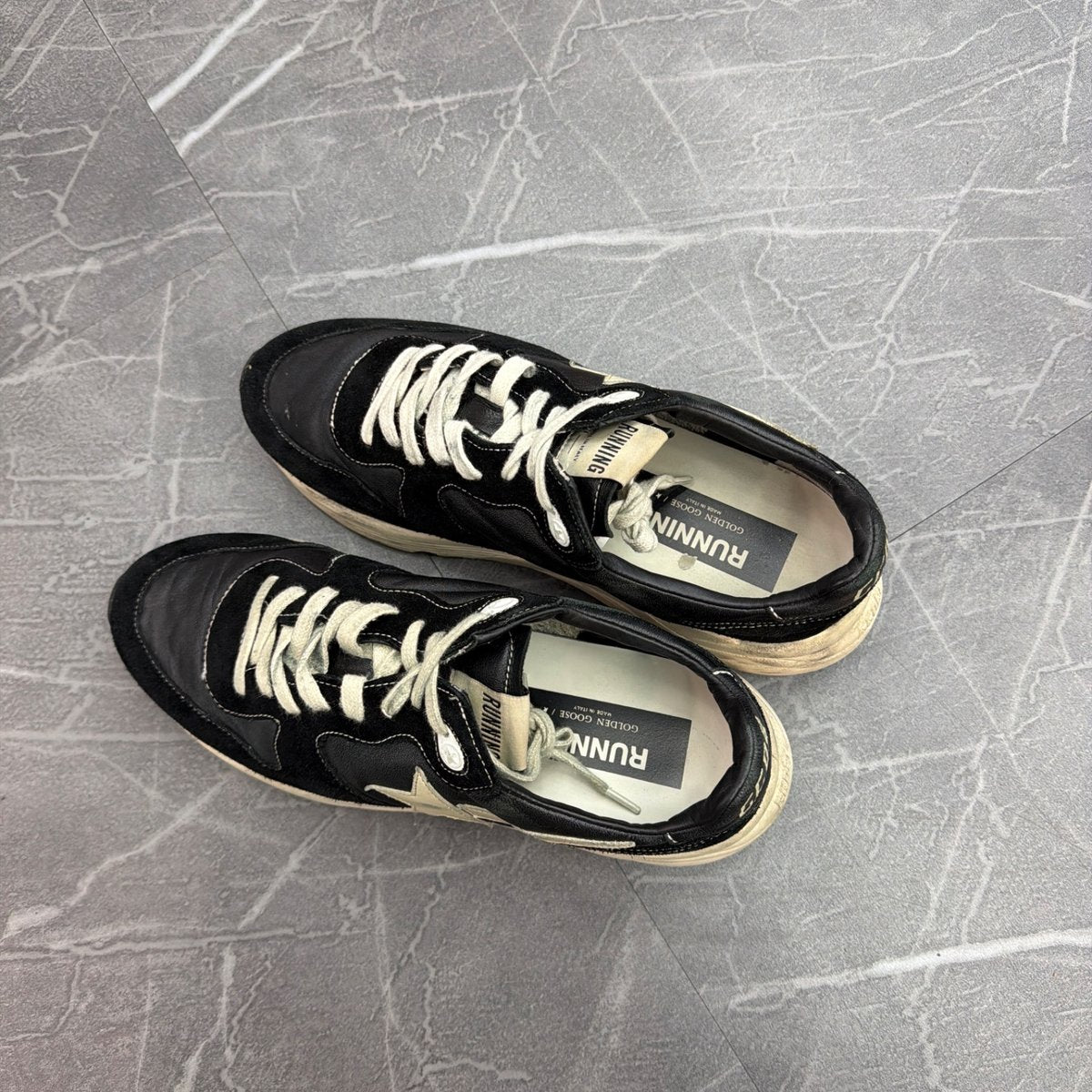 Golden Goose Running Sole Black White (Size 41) (Moderately Worn)