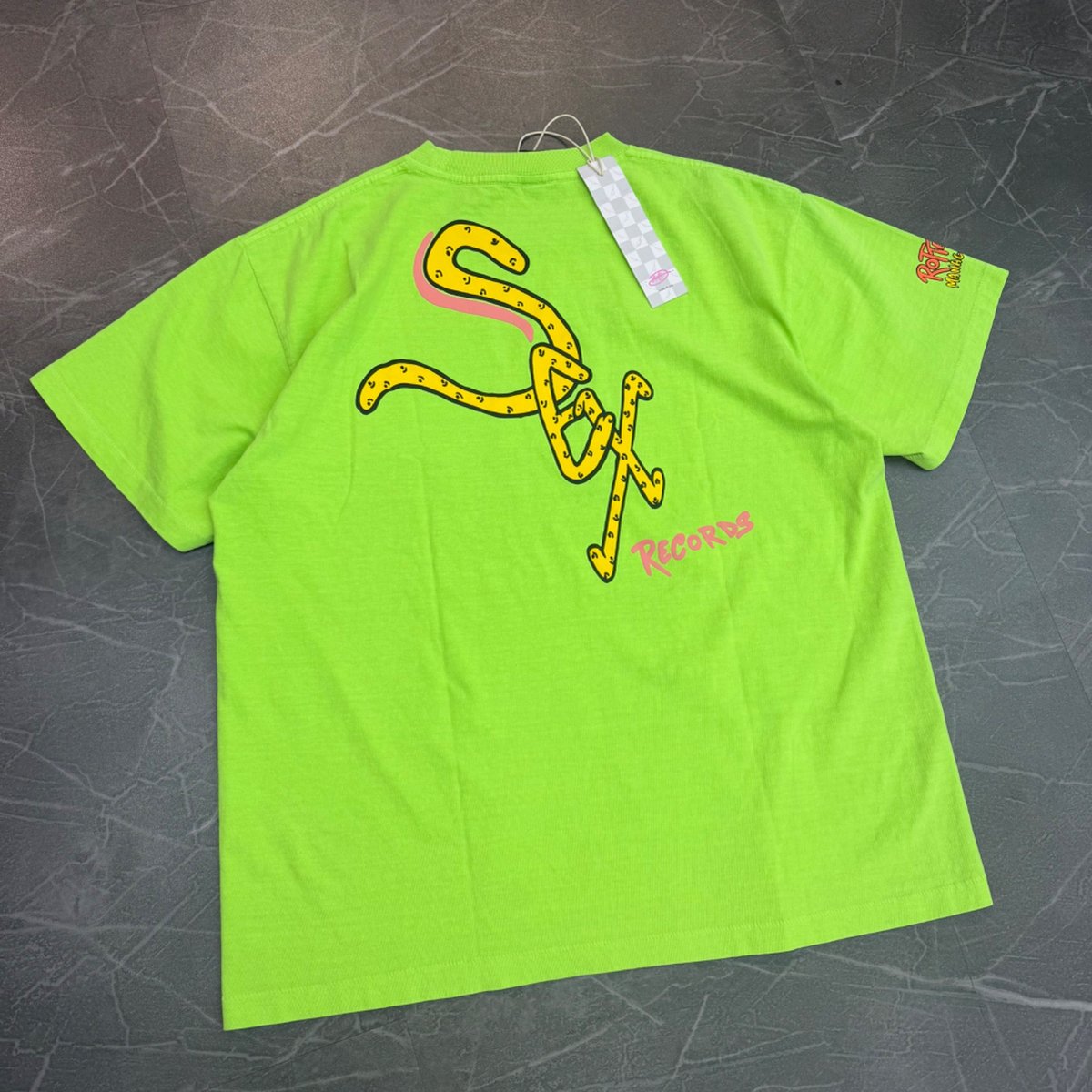 Matty Boy Anti Promo Lime Green Sex Records Chaos Tee - Image 2