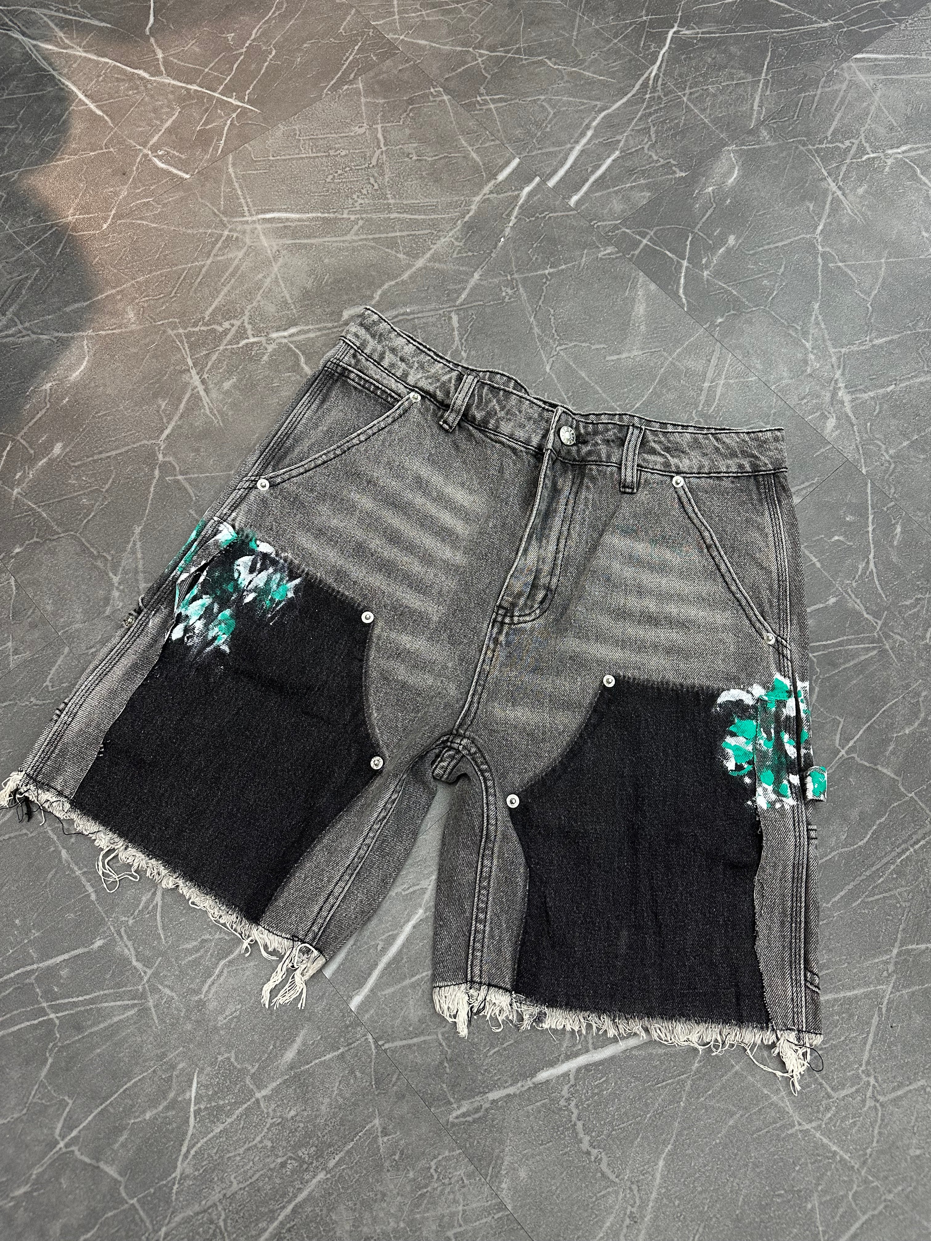 Undeveloped Grey Split Painters Shorts