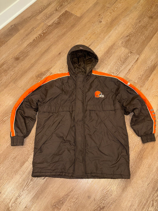 90s Puma Cleveland Browns Hooded Puffer Jacket (L)