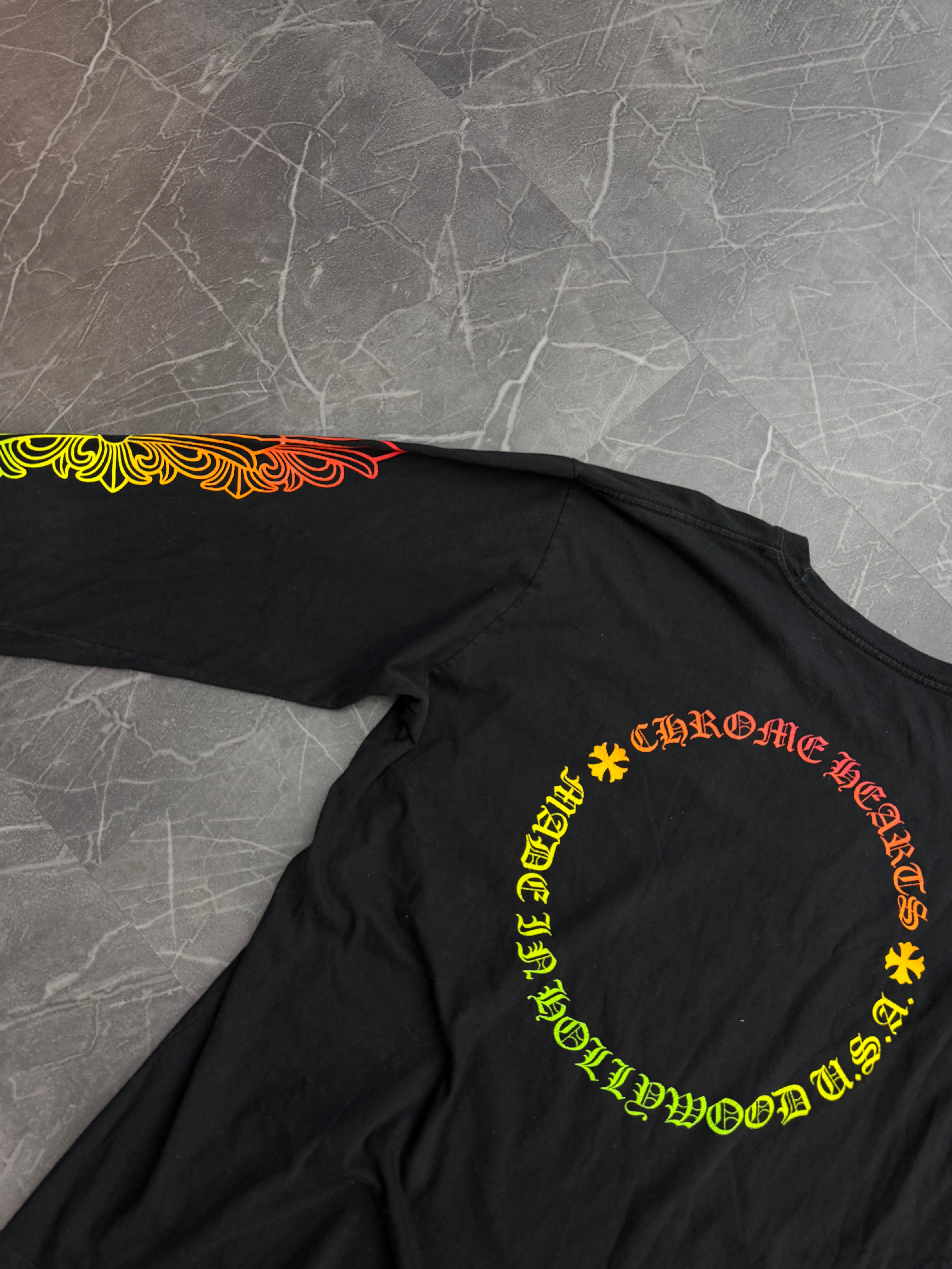 Chrome Hearts Floral Sleeve Gradient Long Sleeve Shirt Black