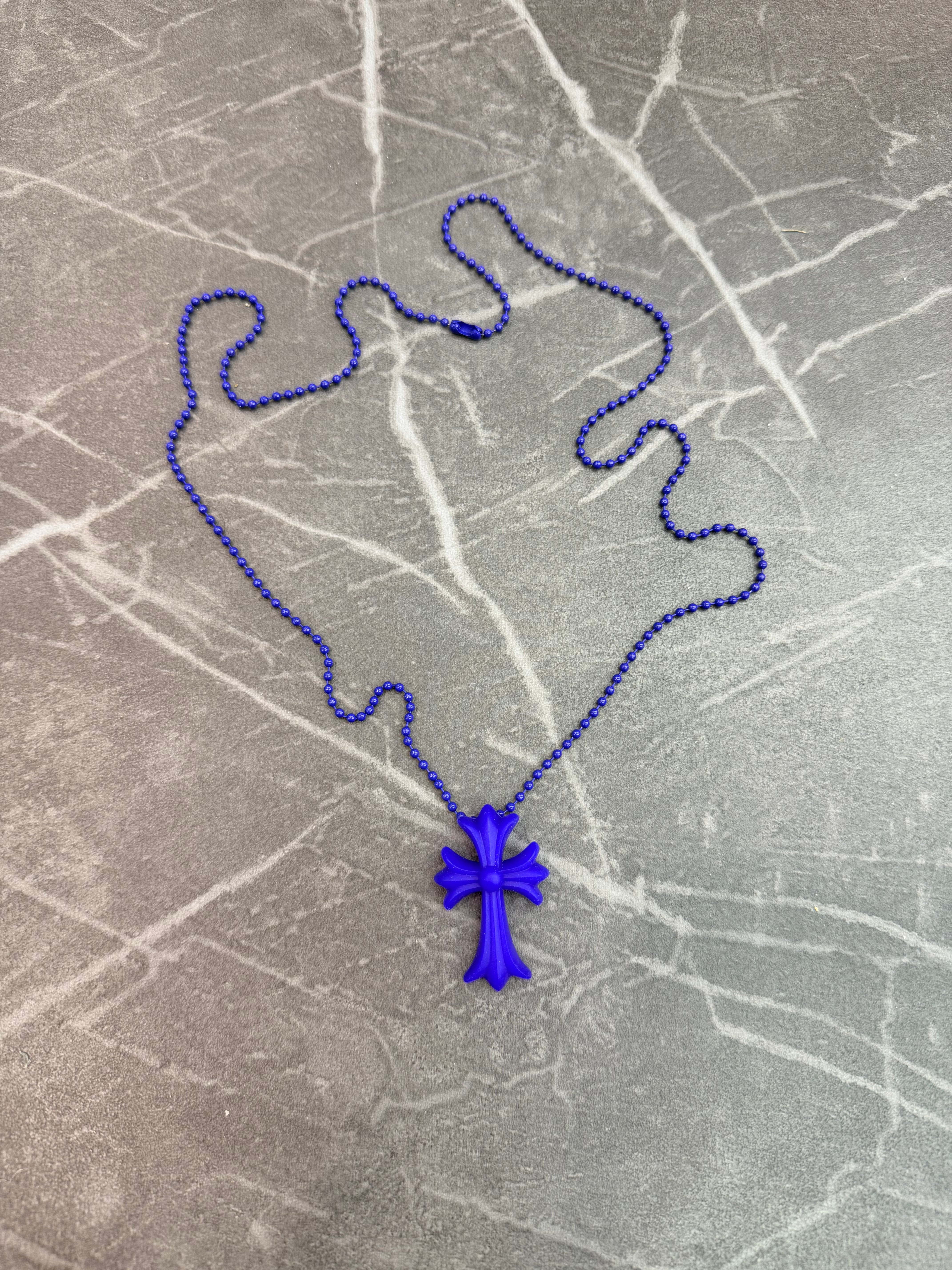 Chrome Hearts Blue Silicone Cross Pendant