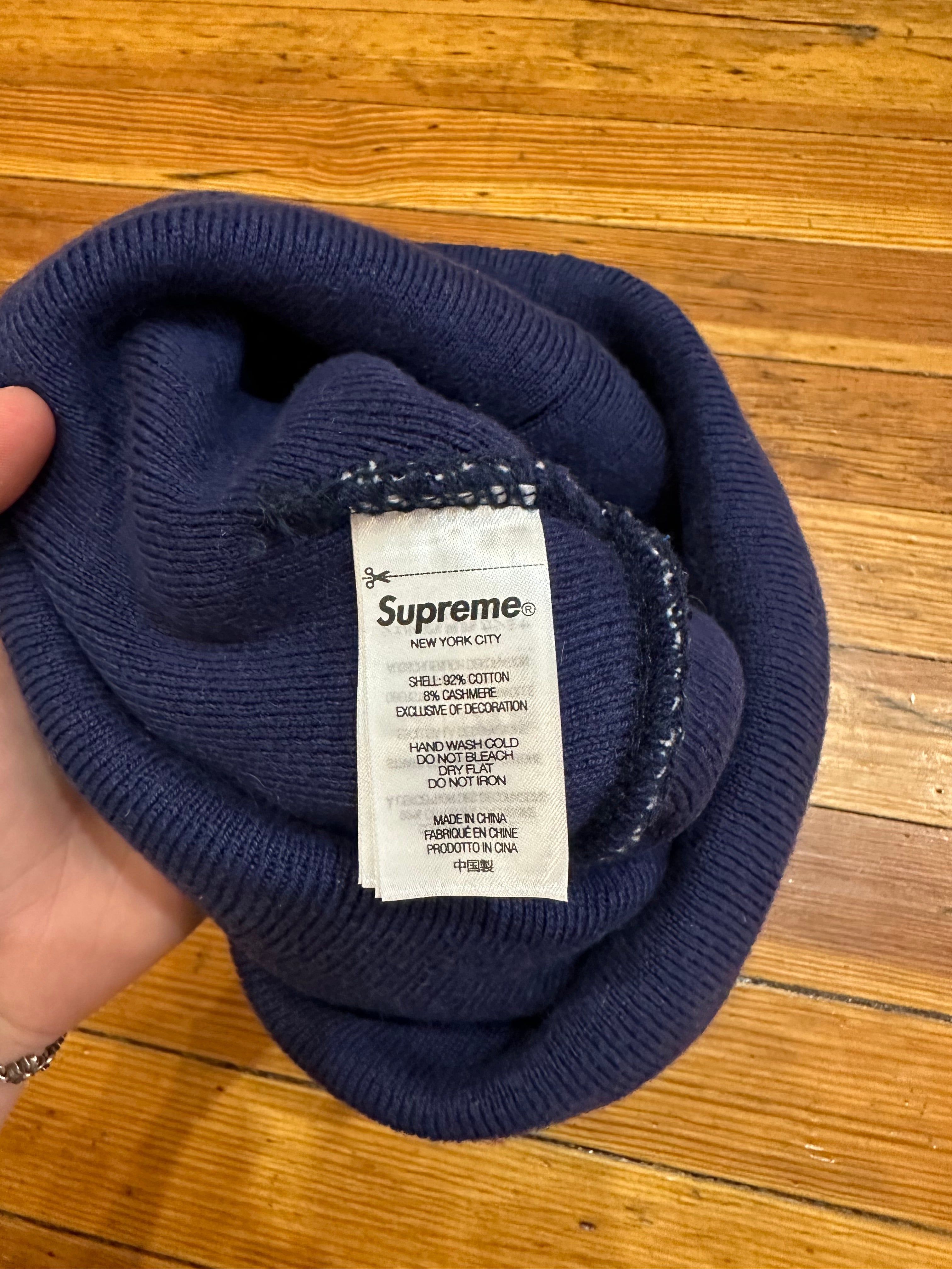 Navy blue supreme beanie online