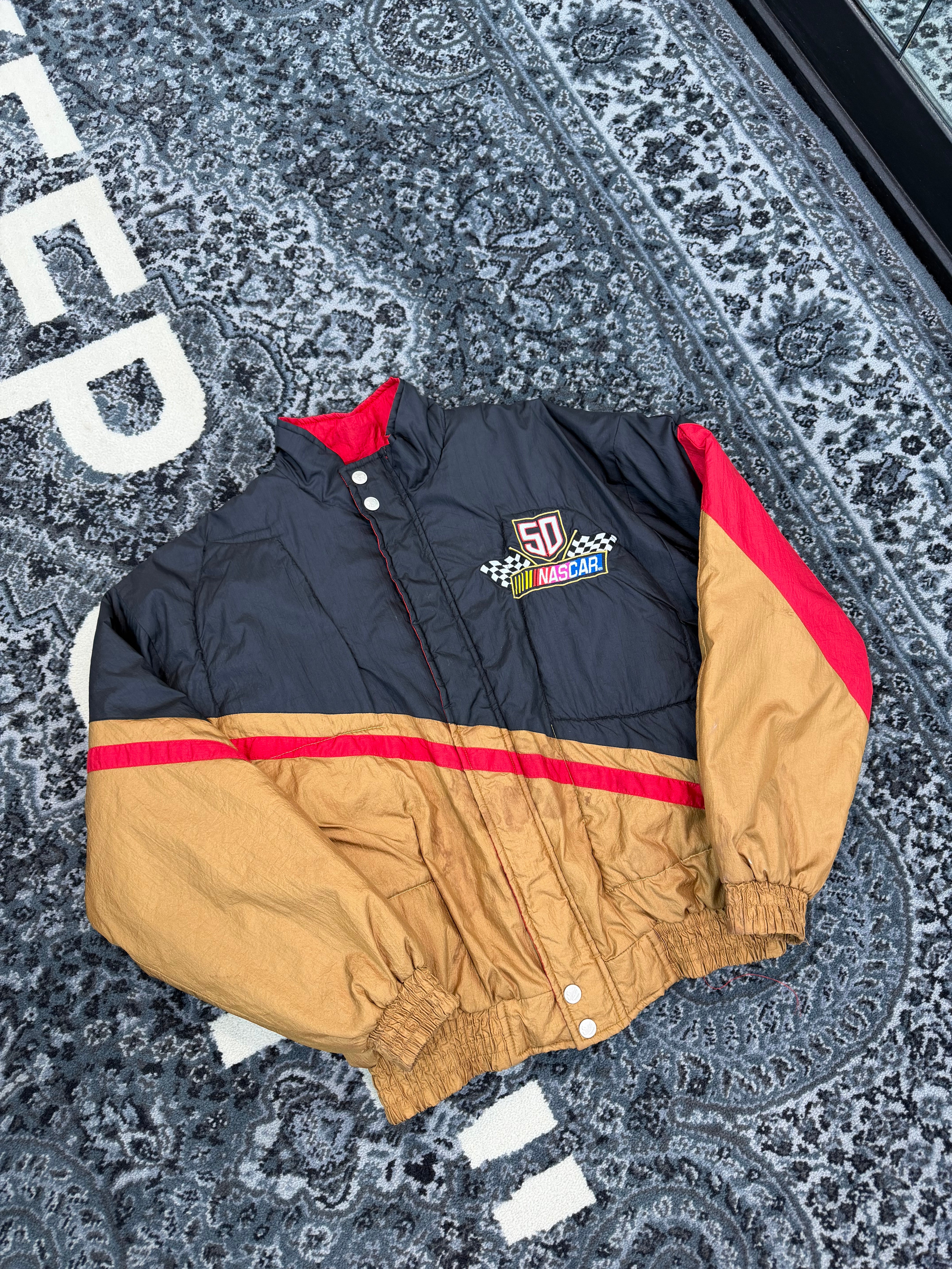 Vintage Chase NASCAR 50th Anniversary Puffer Zip-Up (M)