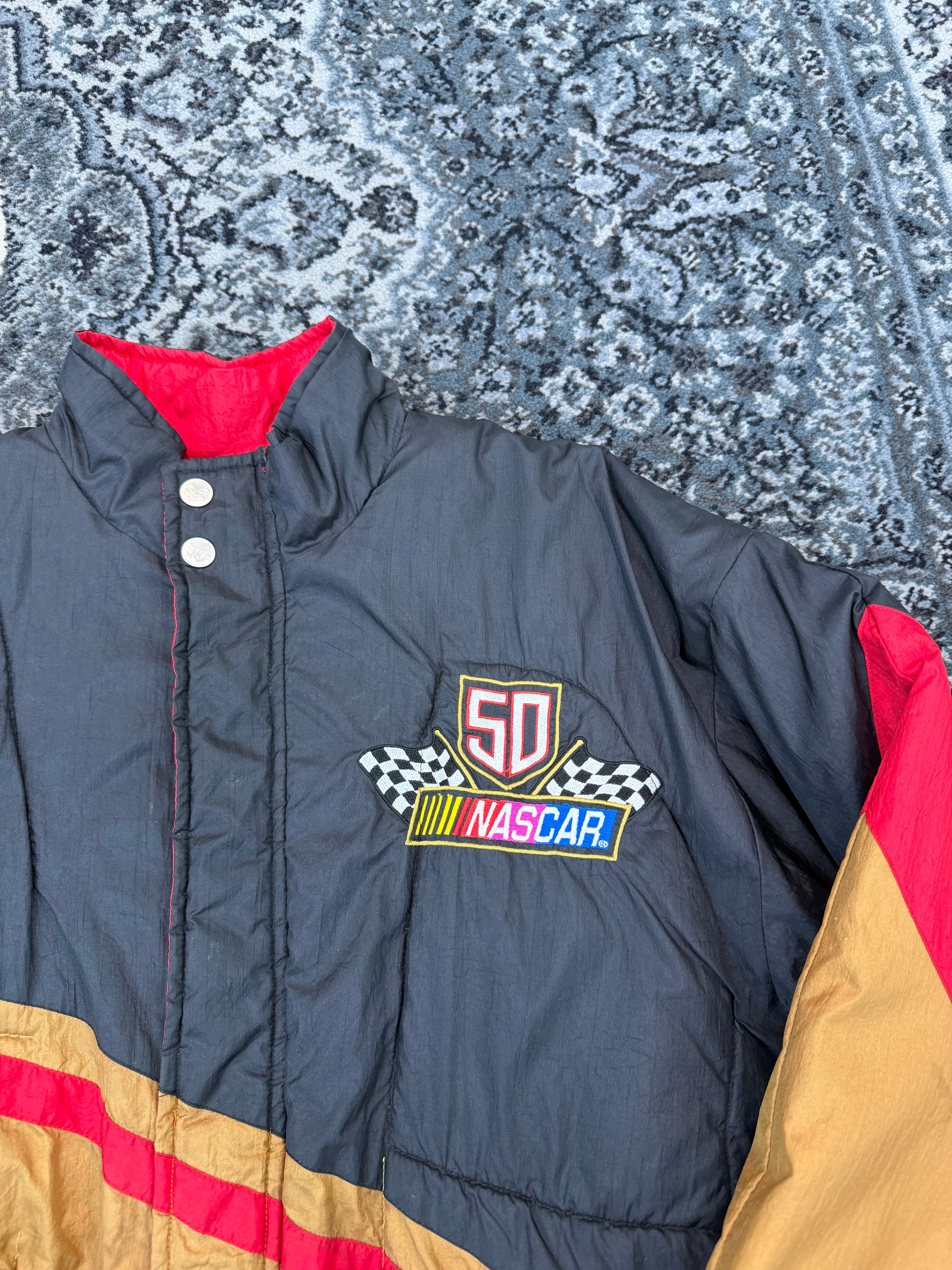 Vintage Chase NASCAR 50th Anniversary Puffer Zip-Up (M)