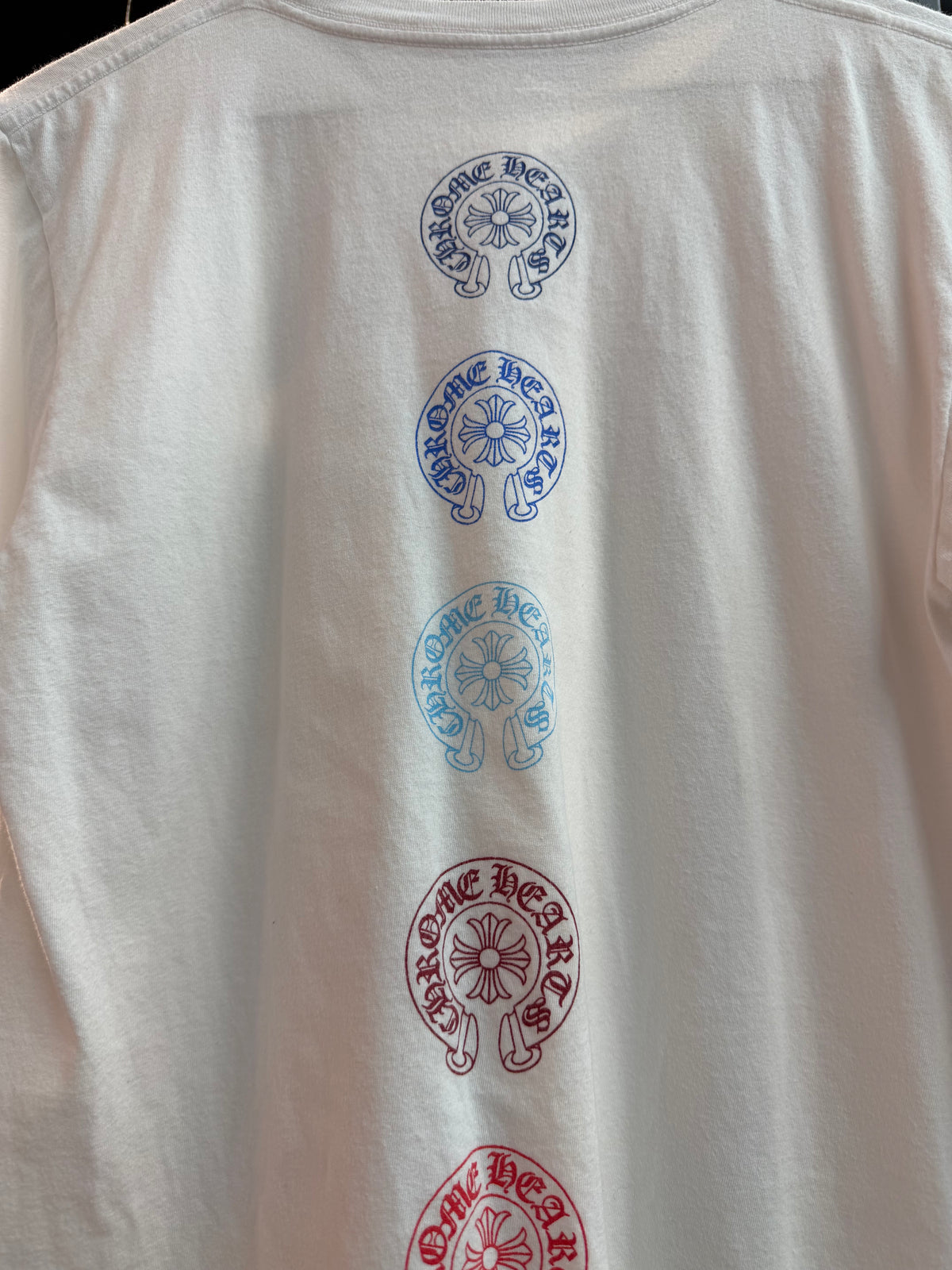 Chrome Hearts Multicolor Horseshoe Spine Tee White