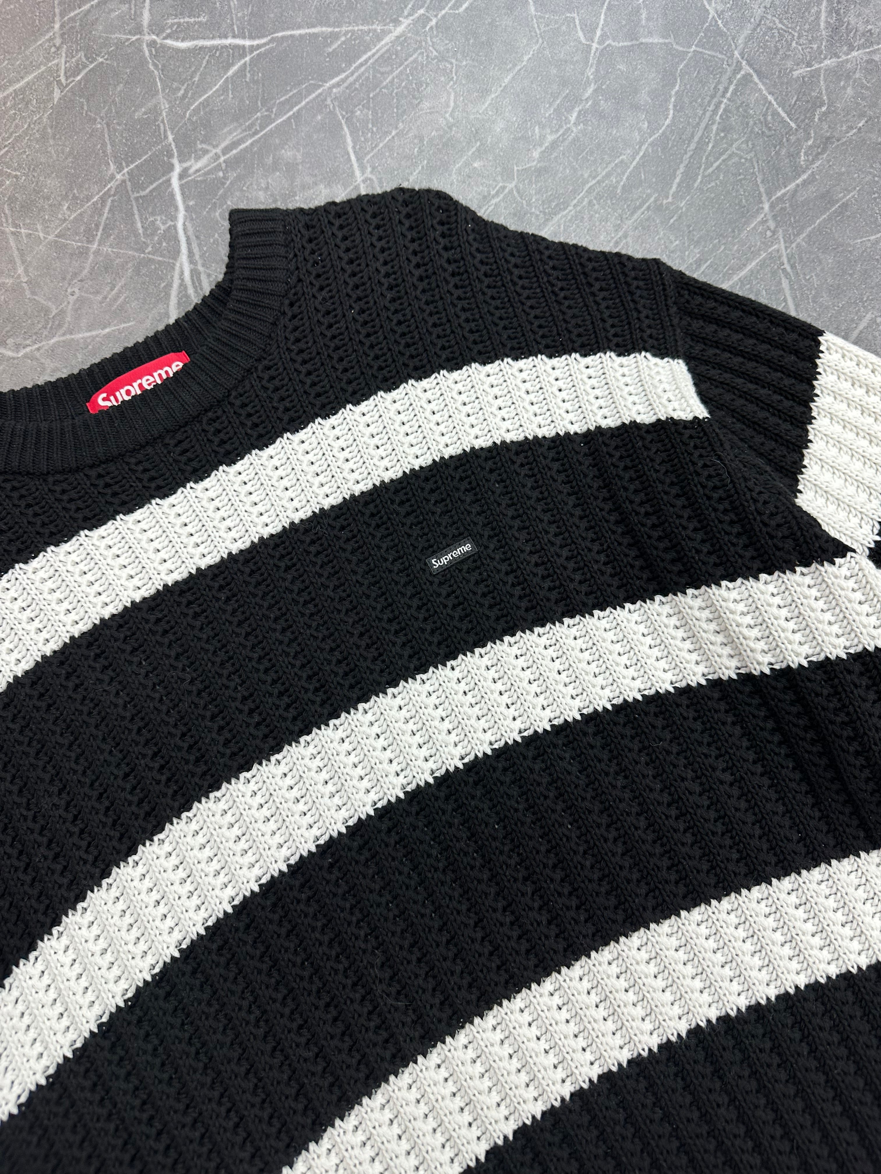 Supreme Loose Gauge Stripe Small Box Sweater Black