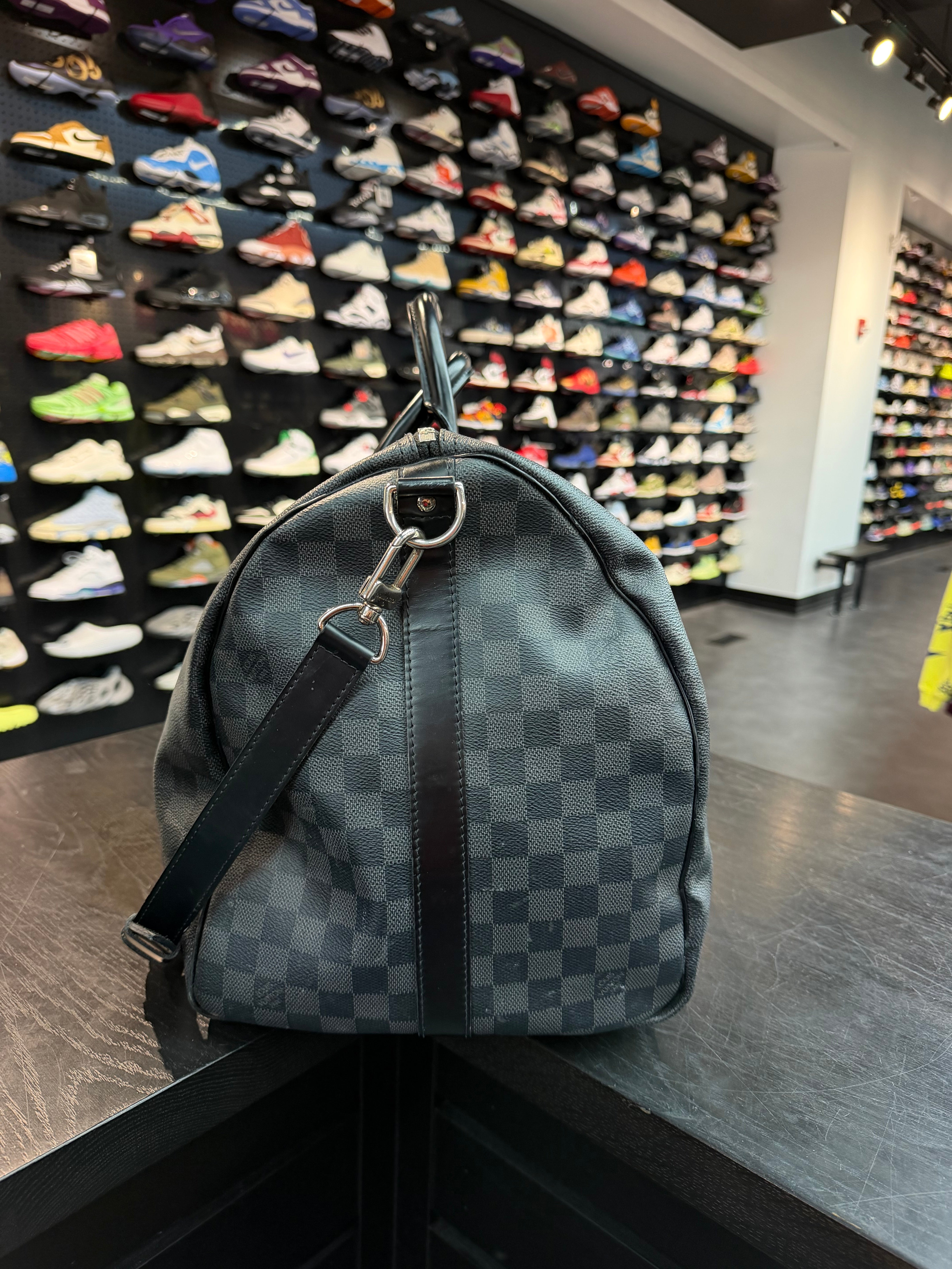 Louis Vuitton Checkered Keepall 55 Duffle Bag “Black”