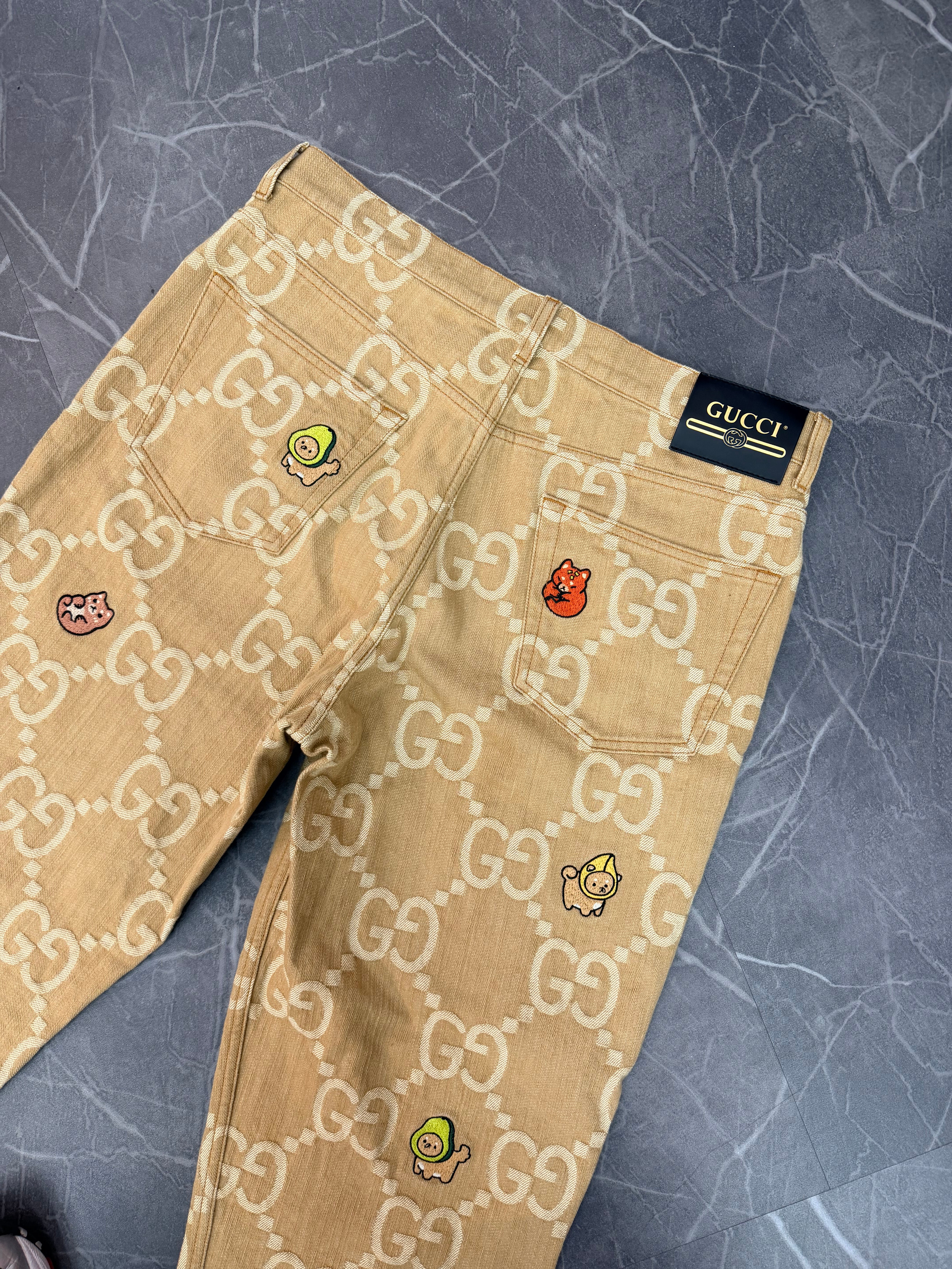 Gucci x Pikarar Embroidered Denim Jeans