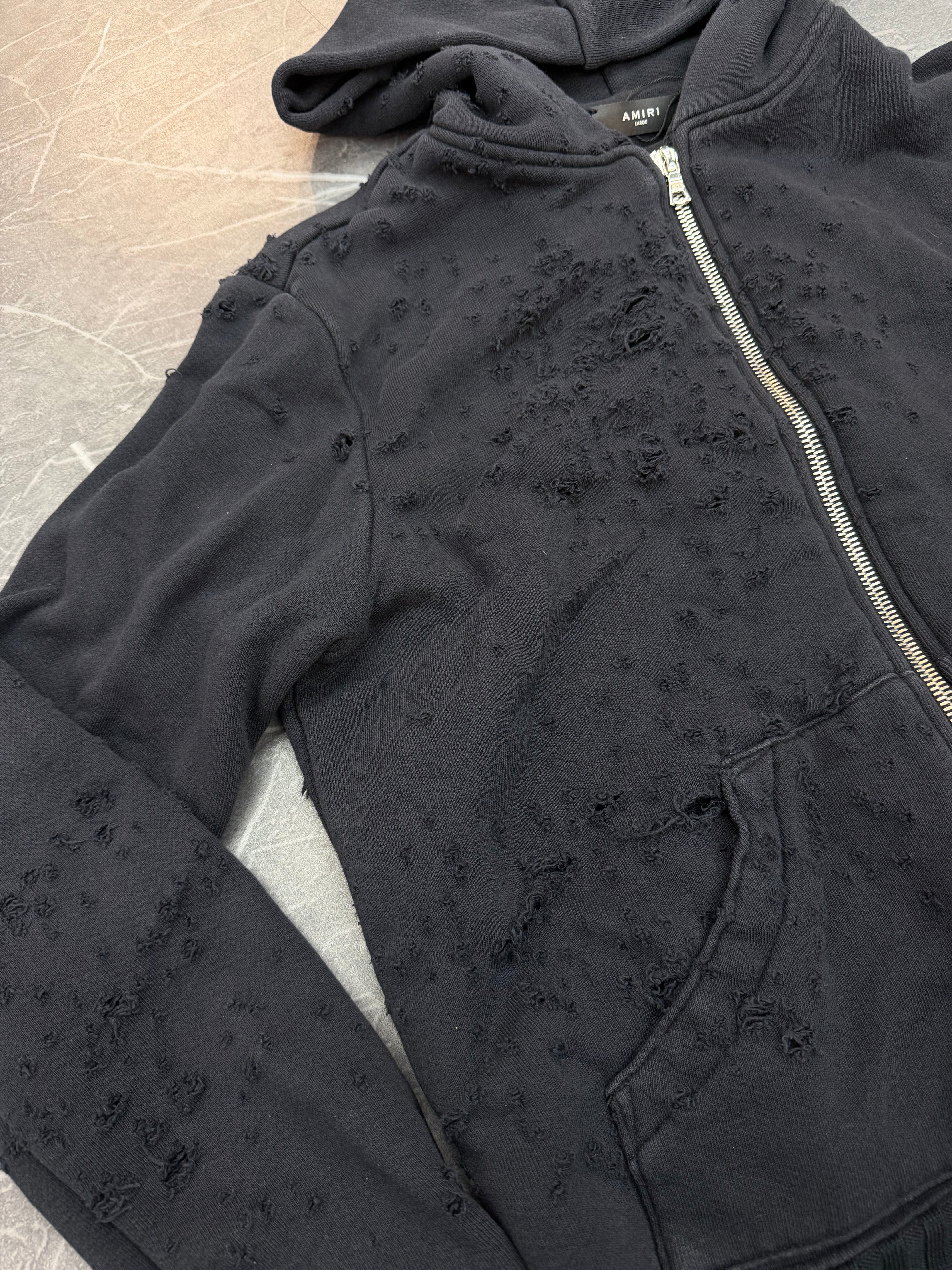 Amiri Zip Up Black Distressed