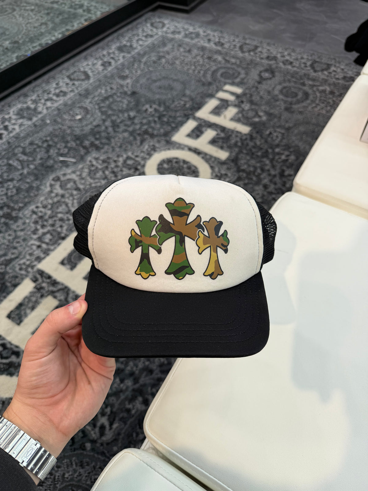 Chrome Hearts Triple Camo Cross King Taco Trucker Hat