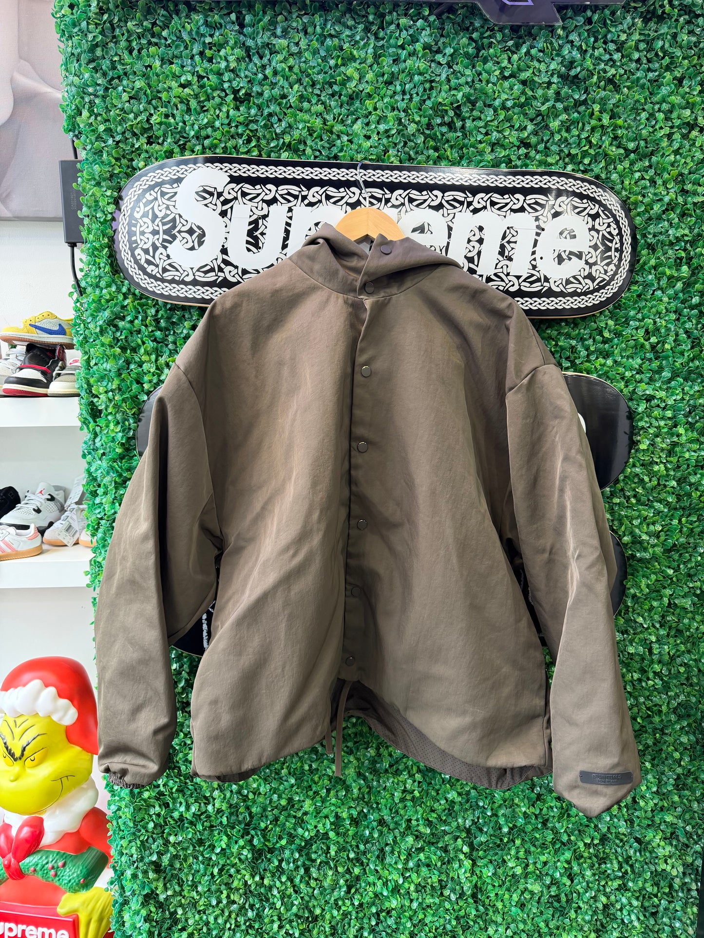 Essentials Nylon Hoodie Coaches Jacket “Brown”