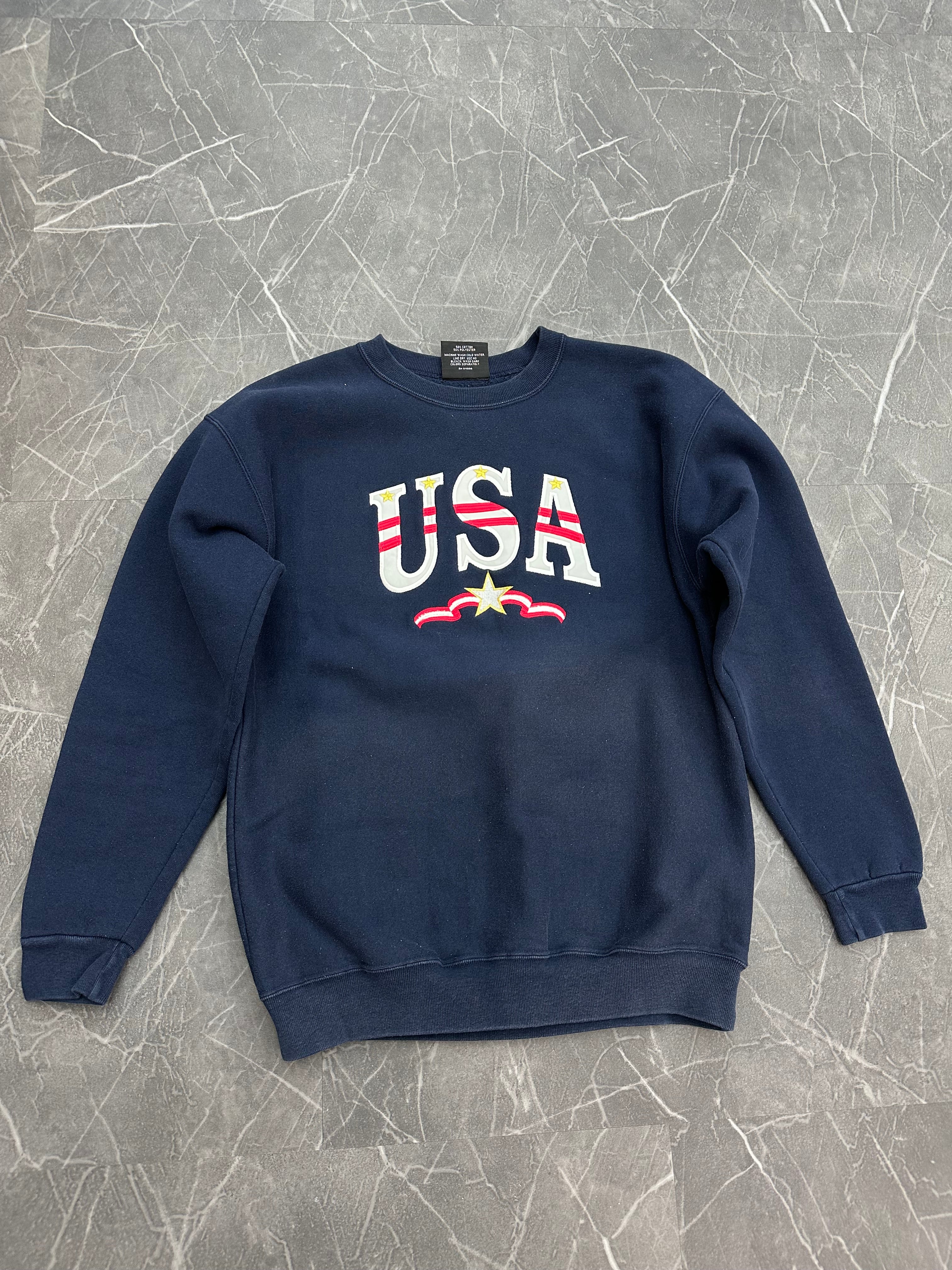 USA Embroidered Crewneck Navy (L)
