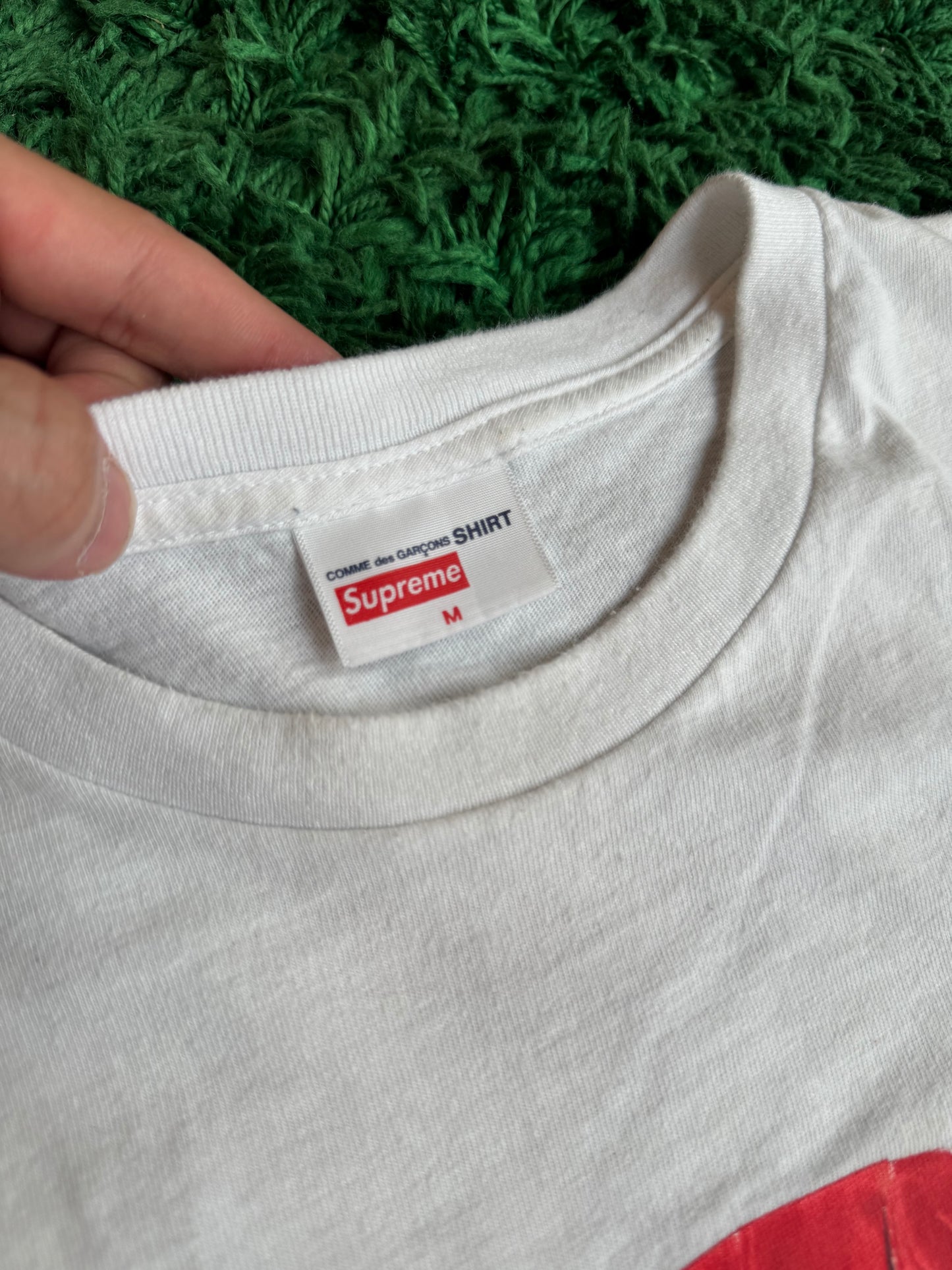 Supreme x CDG Crinkle Box Logo Tee “White”